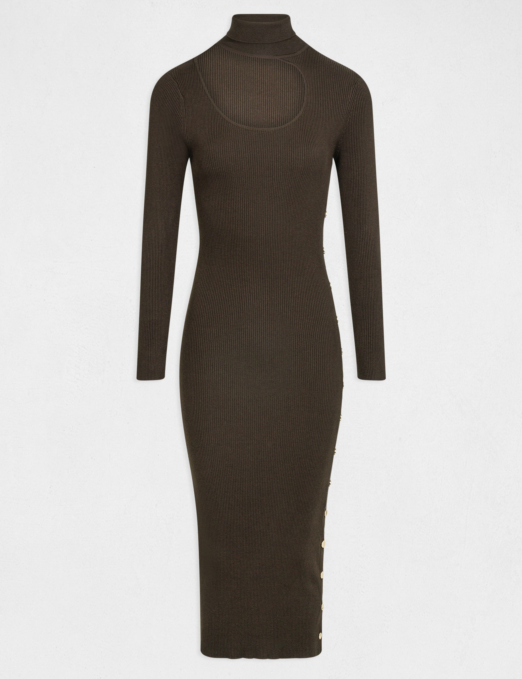 robe pull midi ajustee avec ouverture vert fonce femme Robe pull midi ajustée avec ouverture vert fonce femme