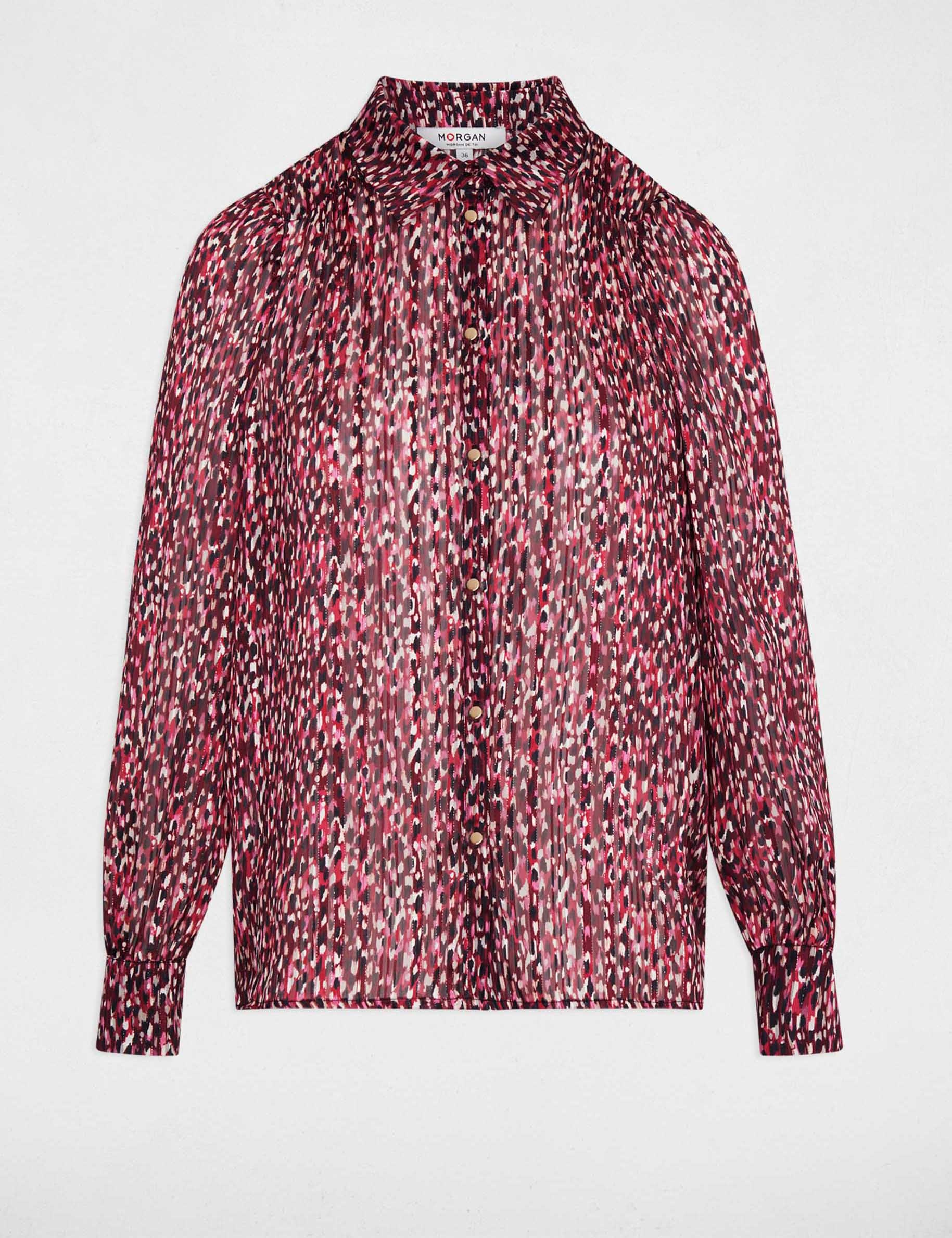 Chemise voile imprim&eacute;e multicolore femme