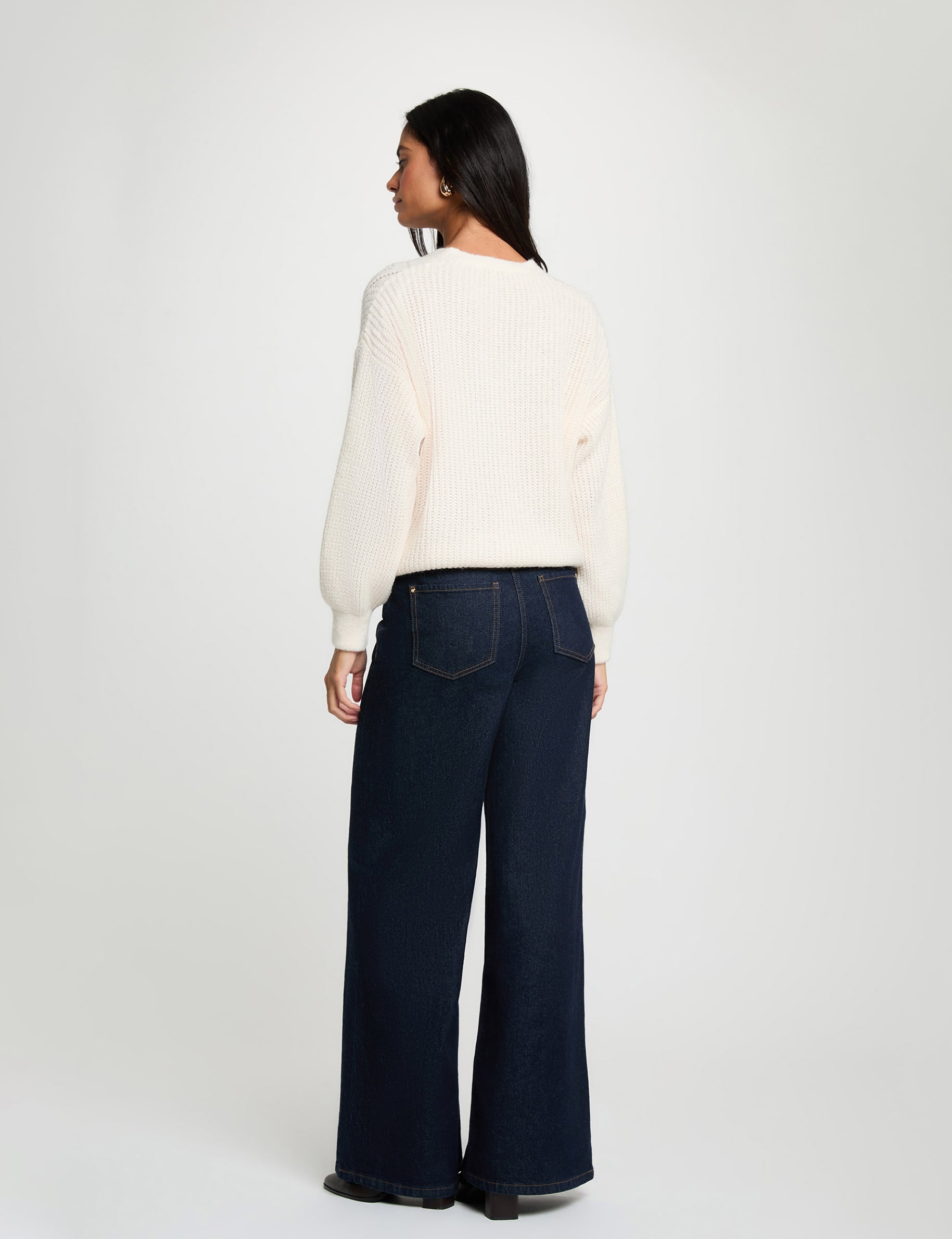 Gilet col v ivoire femme