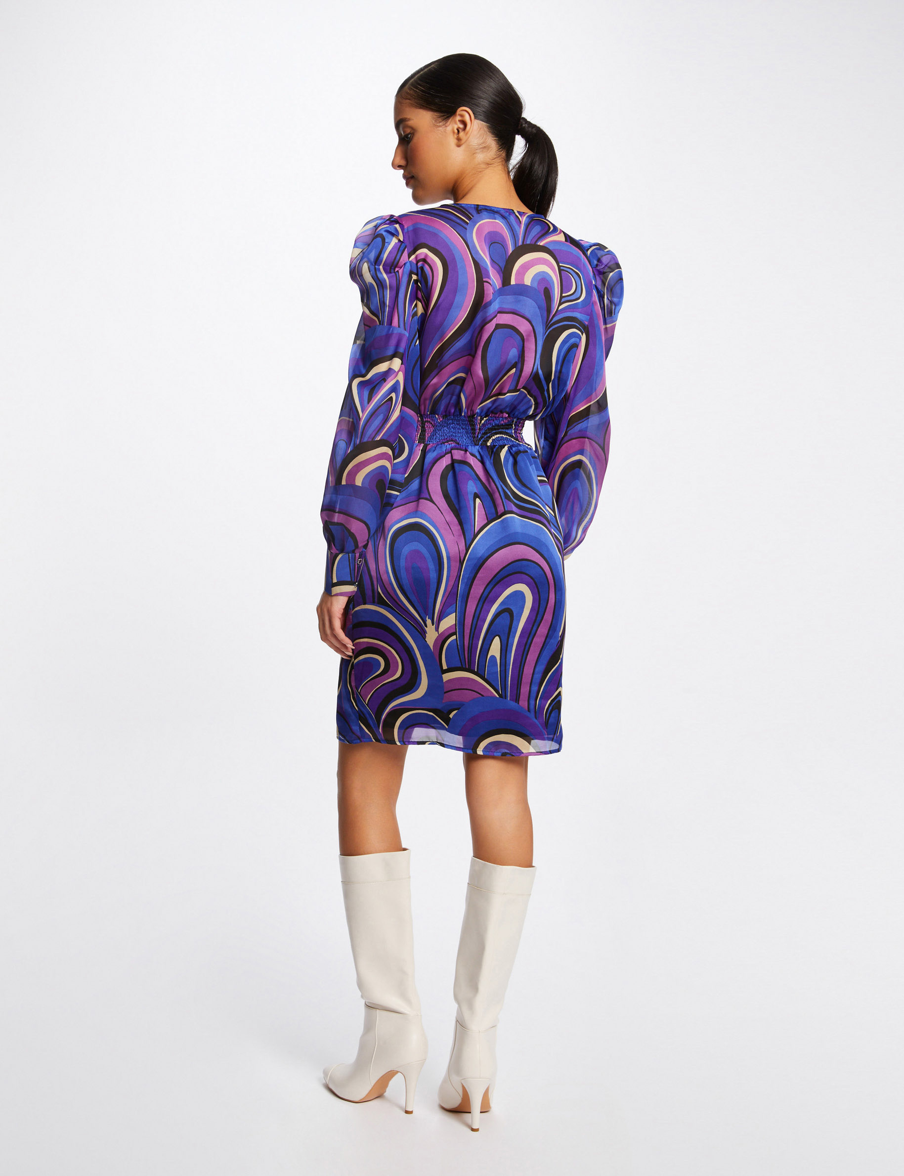Robe Forever 21 Imprimé Abstrait Avec Nœud - Taille L - Style Bodycon - Manches 3/4 - Occasion Excellent état