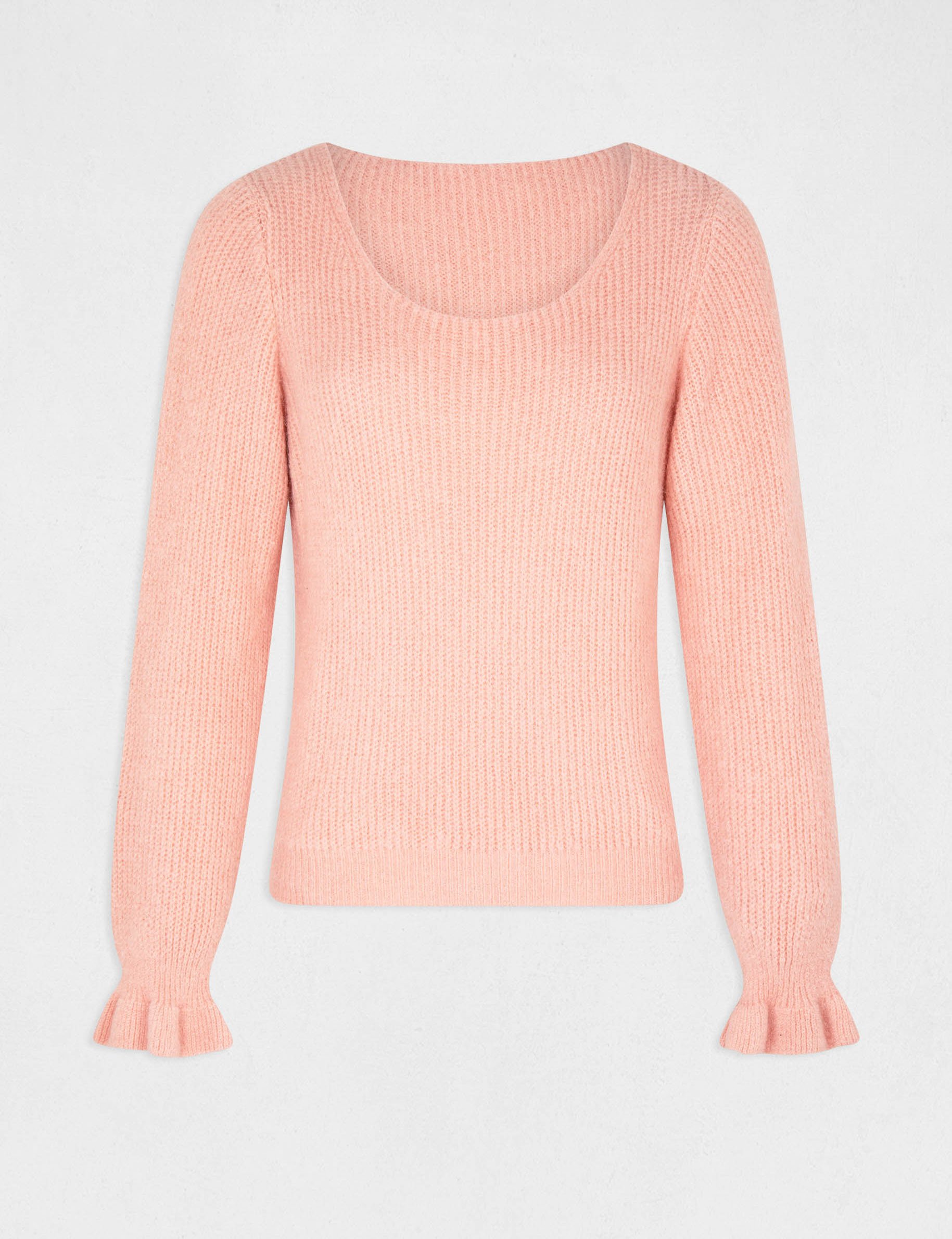 pull manches longues col rond corail femme Pull manches longues col rond corail femme