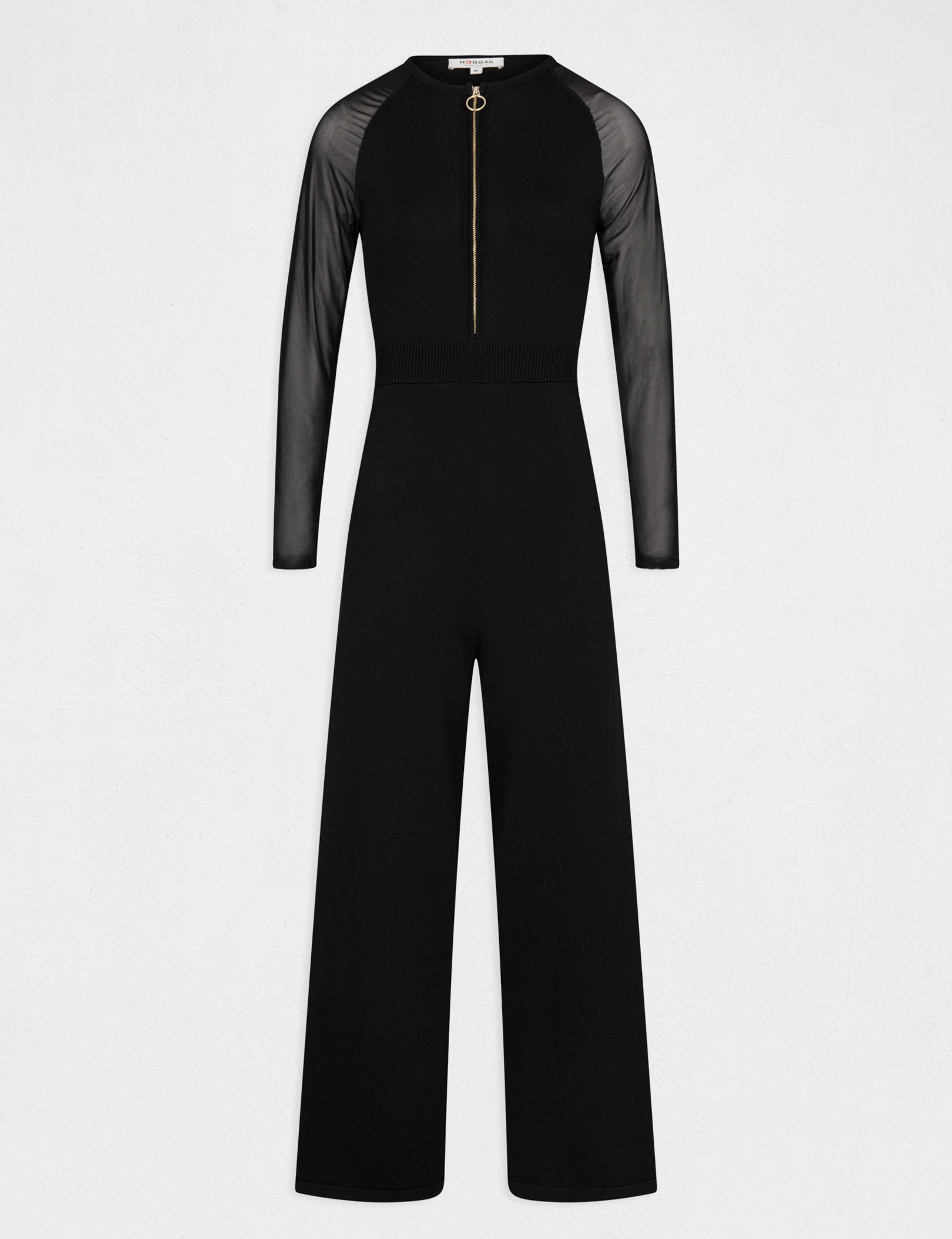 combinaison cintree zippee en tricot noir femme Combinaison cintrée zippée en tricot noir femme