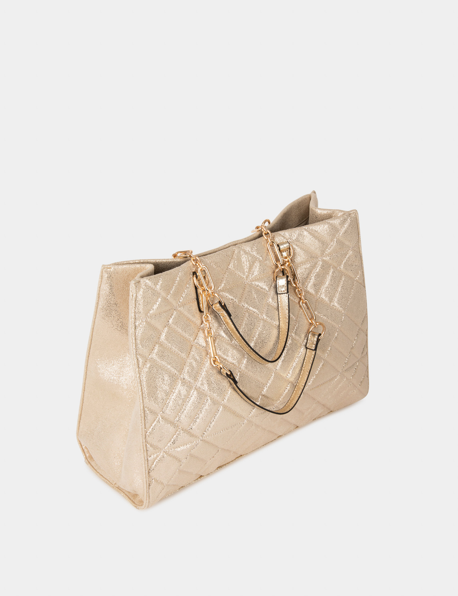 Sac cabas matelassé métallisé dore femme Sac cabas matelassé métallisé dore femme
