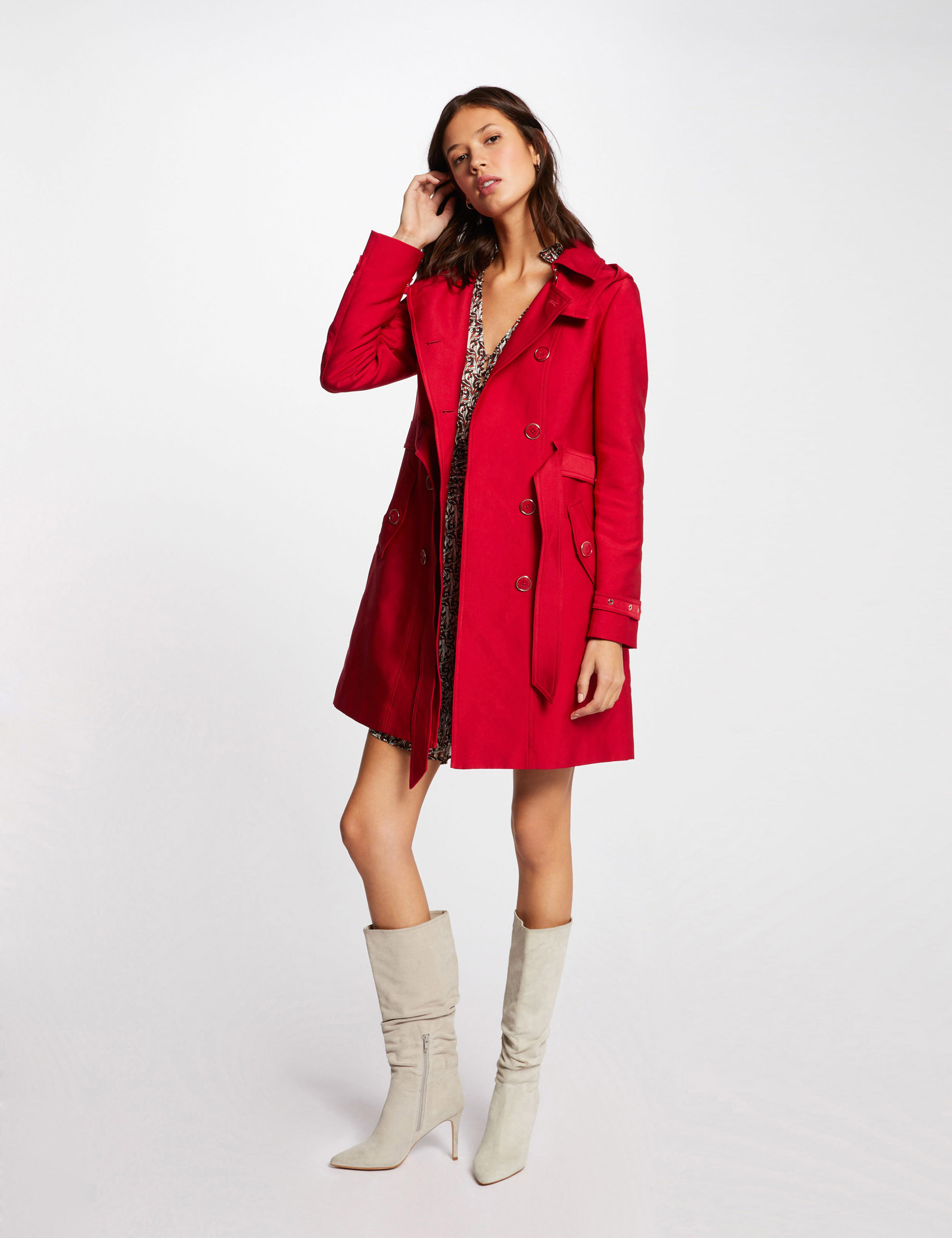 manteau droit rouge femme