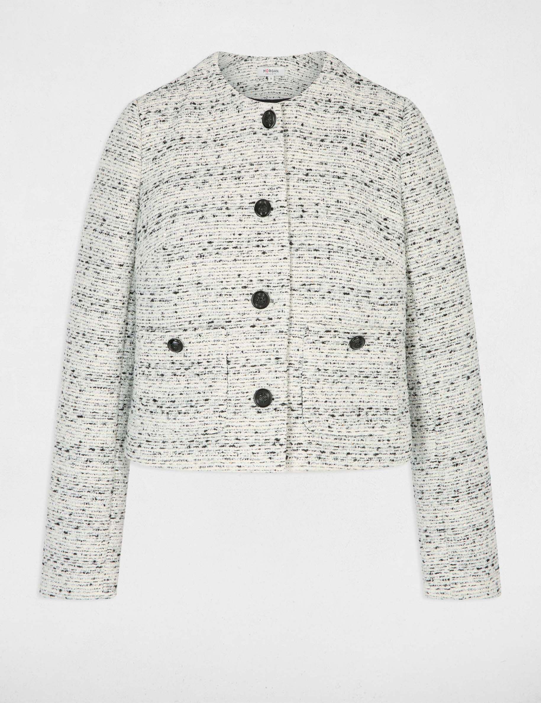 Veste droite col rond ivoire femme