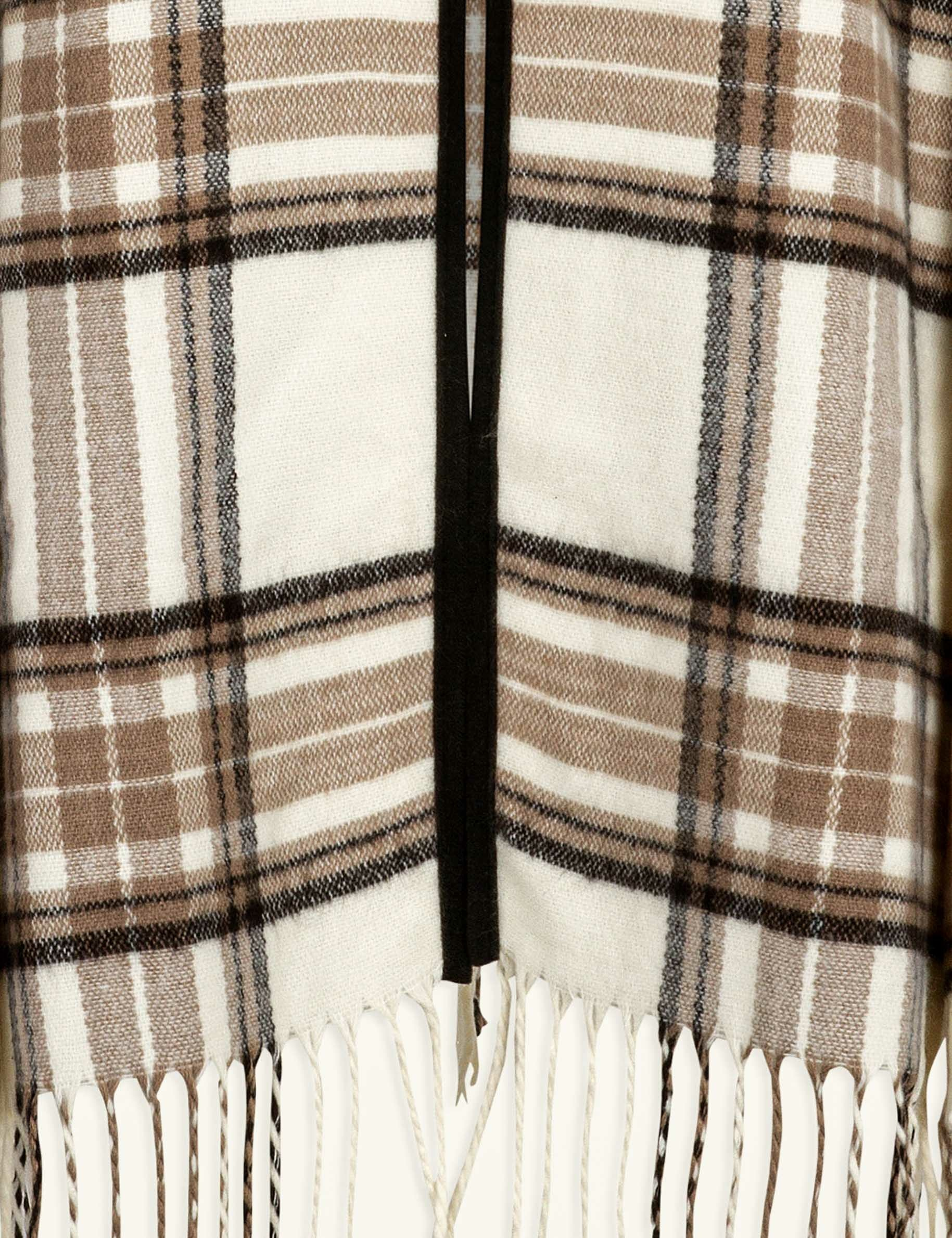 Poncho imprimé carreaux ivoire femme Poncho imprimé carreaux ivoire femme