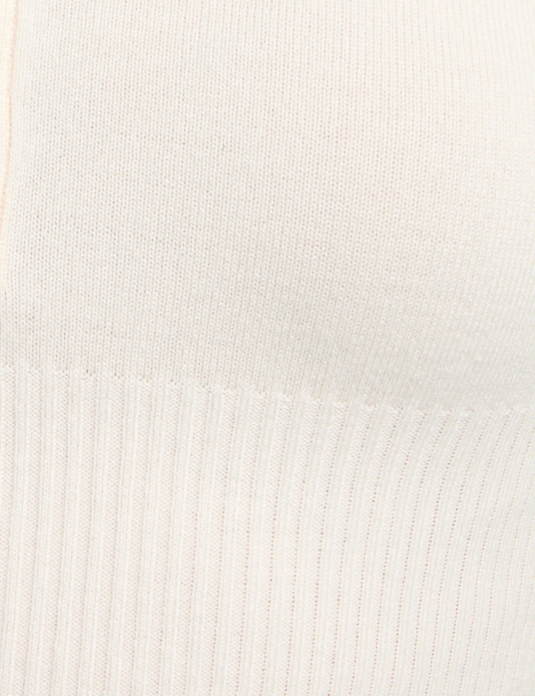 Pull ajust&eacute; col polo ivoire femme