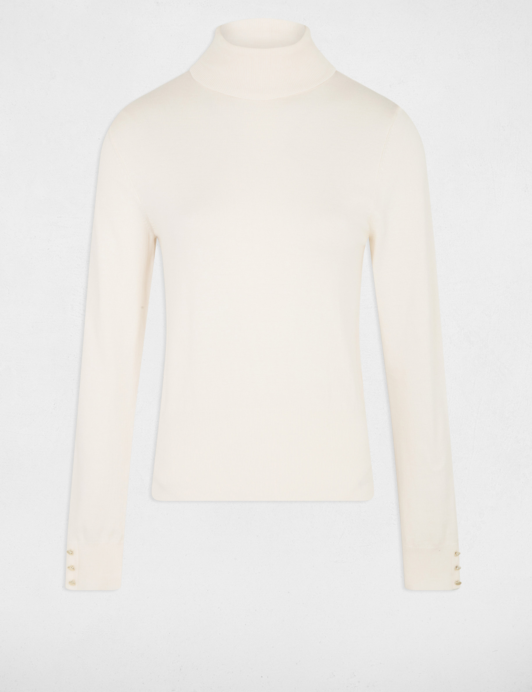 Pull col roul&eacute; ivoire femme