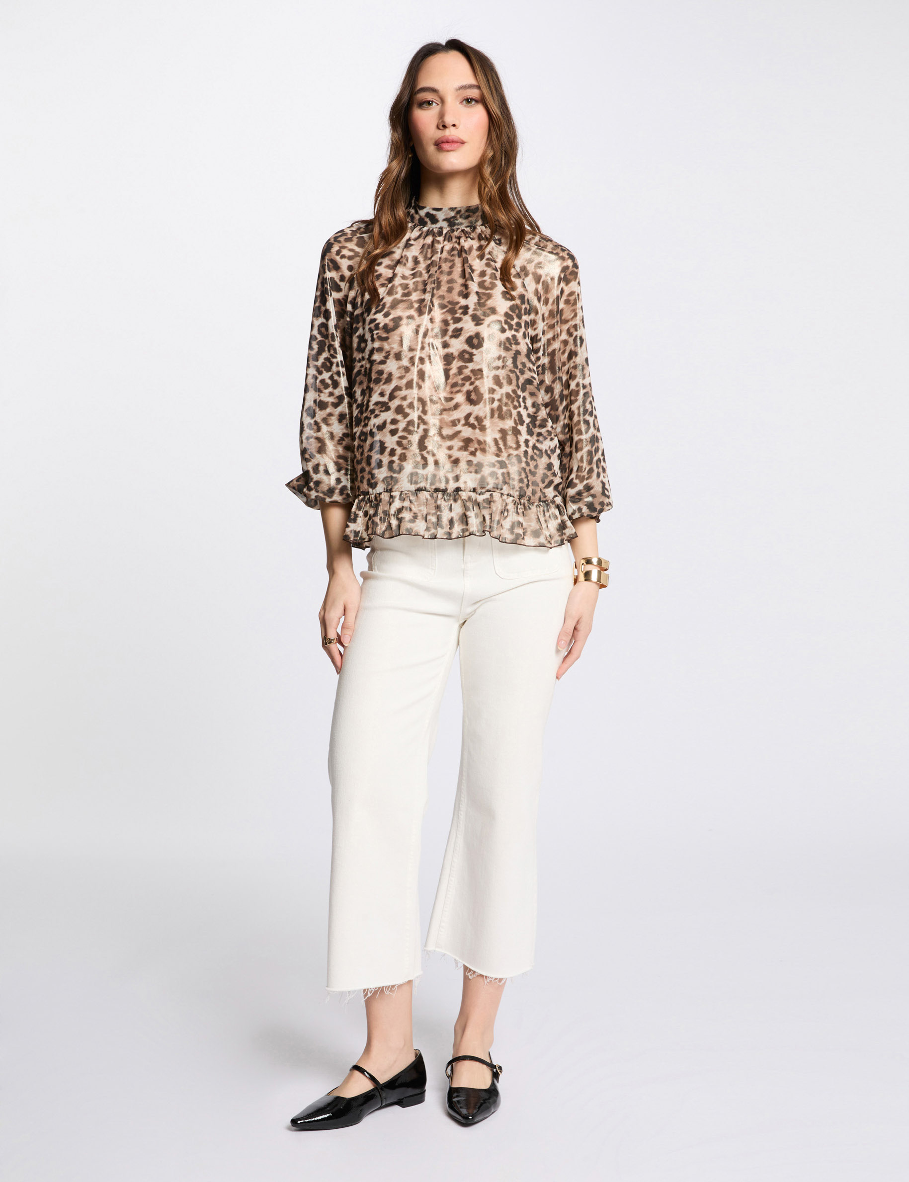 blouse manches 34 imprimee multicolore femme Blouse manches 3/4 imprimée multicolore femme