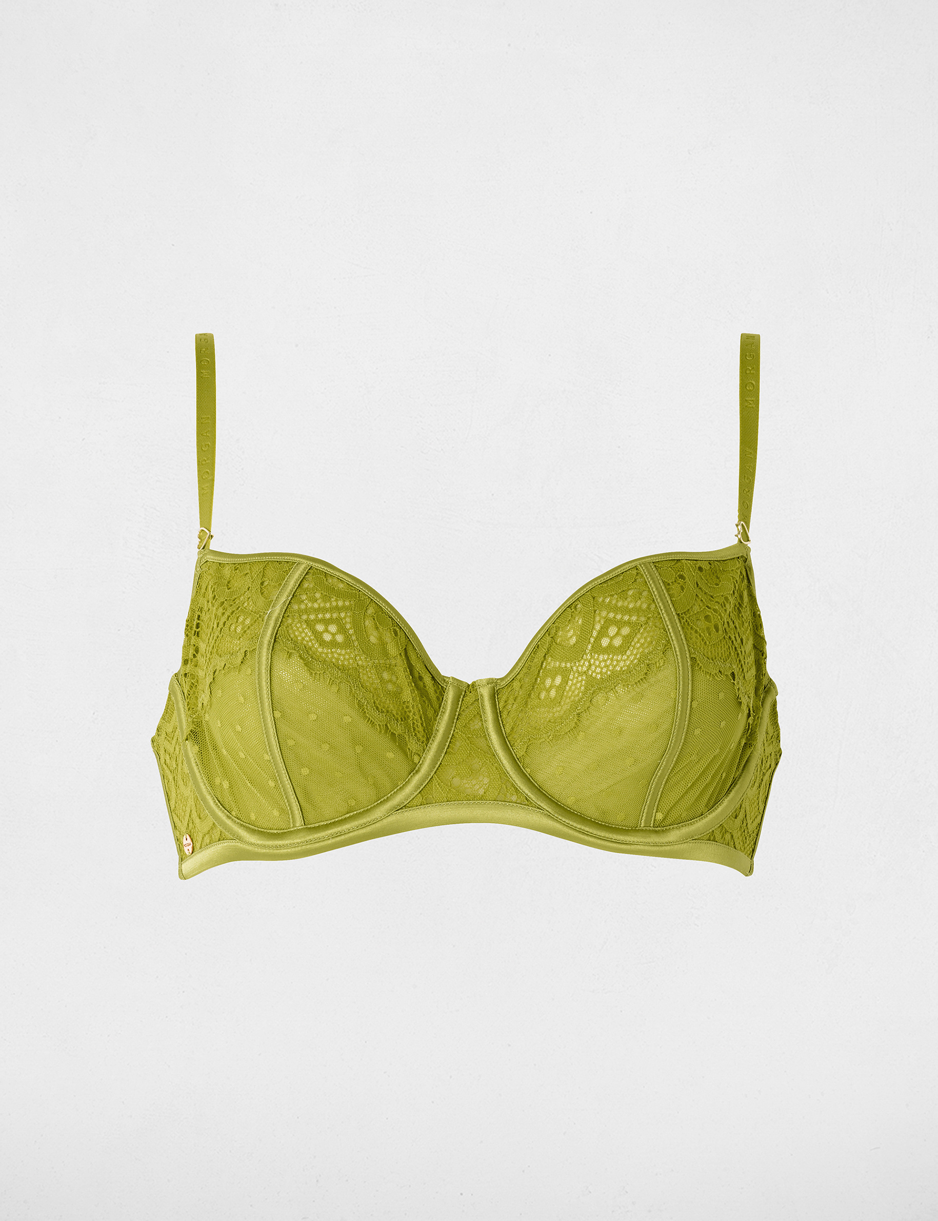 Soutien-gorge dentelle bretelles fines vert femme