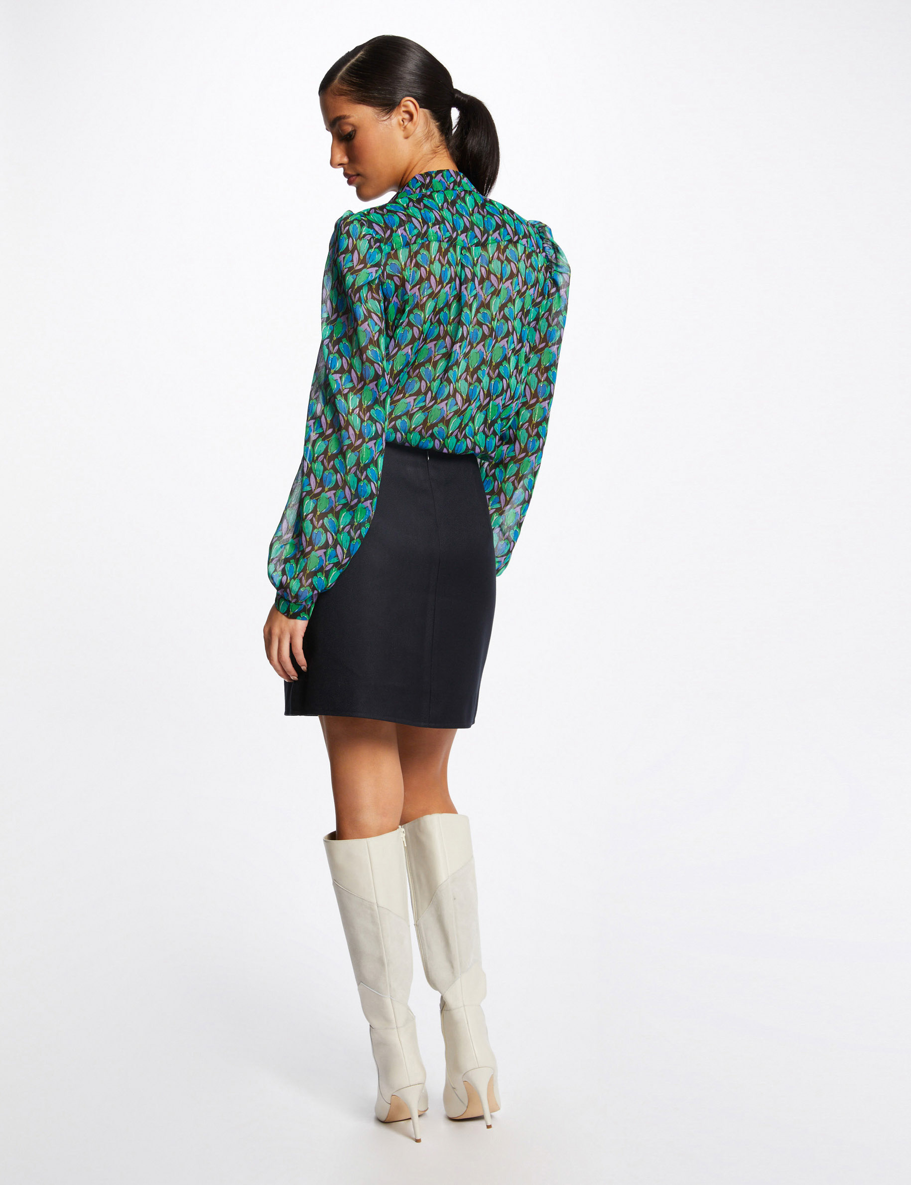 Jupe droite avec boutons et boucle marine femme Jupe droite avec boutons et boucle marine femme