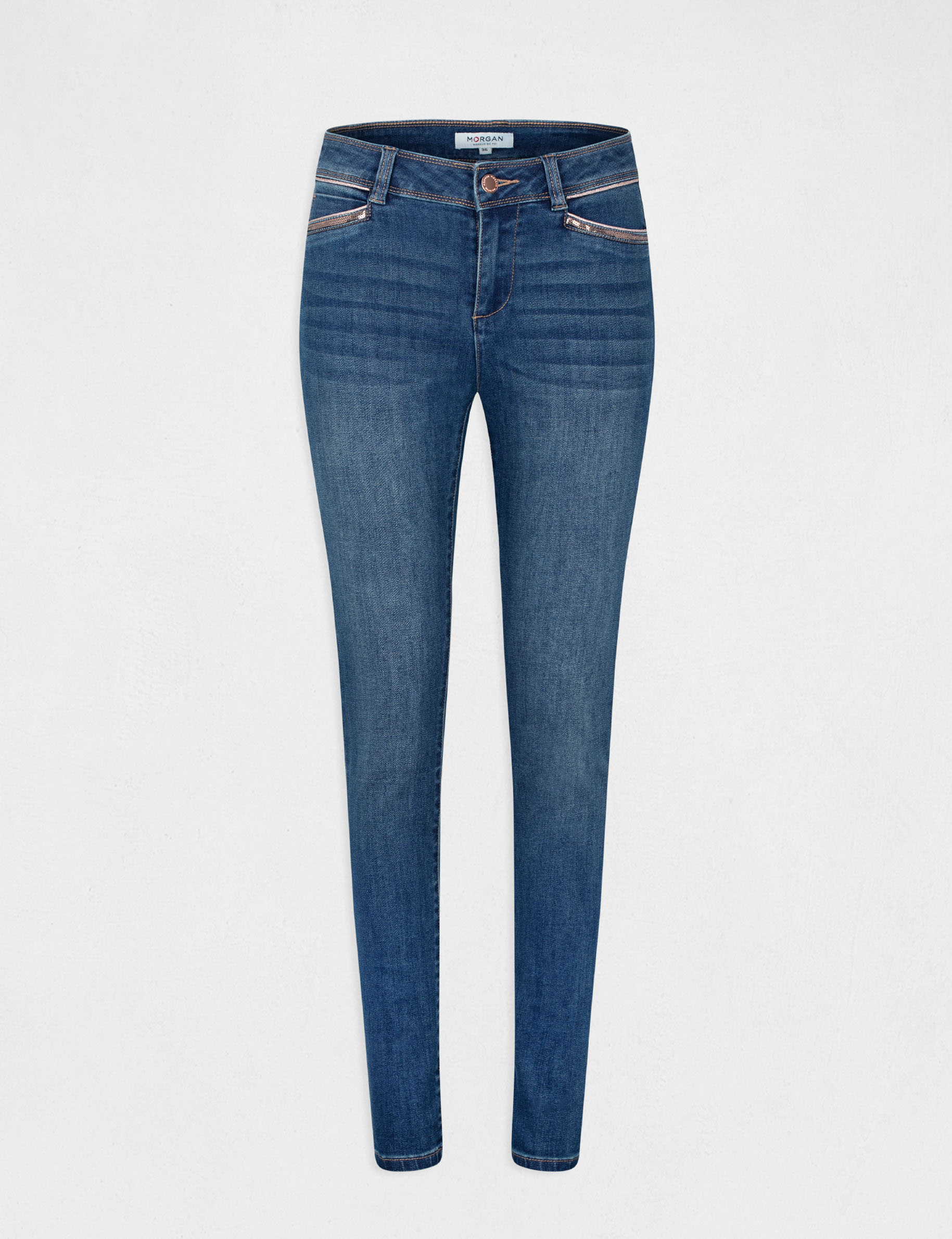 Jeans slim taille standard avec sequins jean stone femme Jeans slim taille standard avec sequins jean stone femme