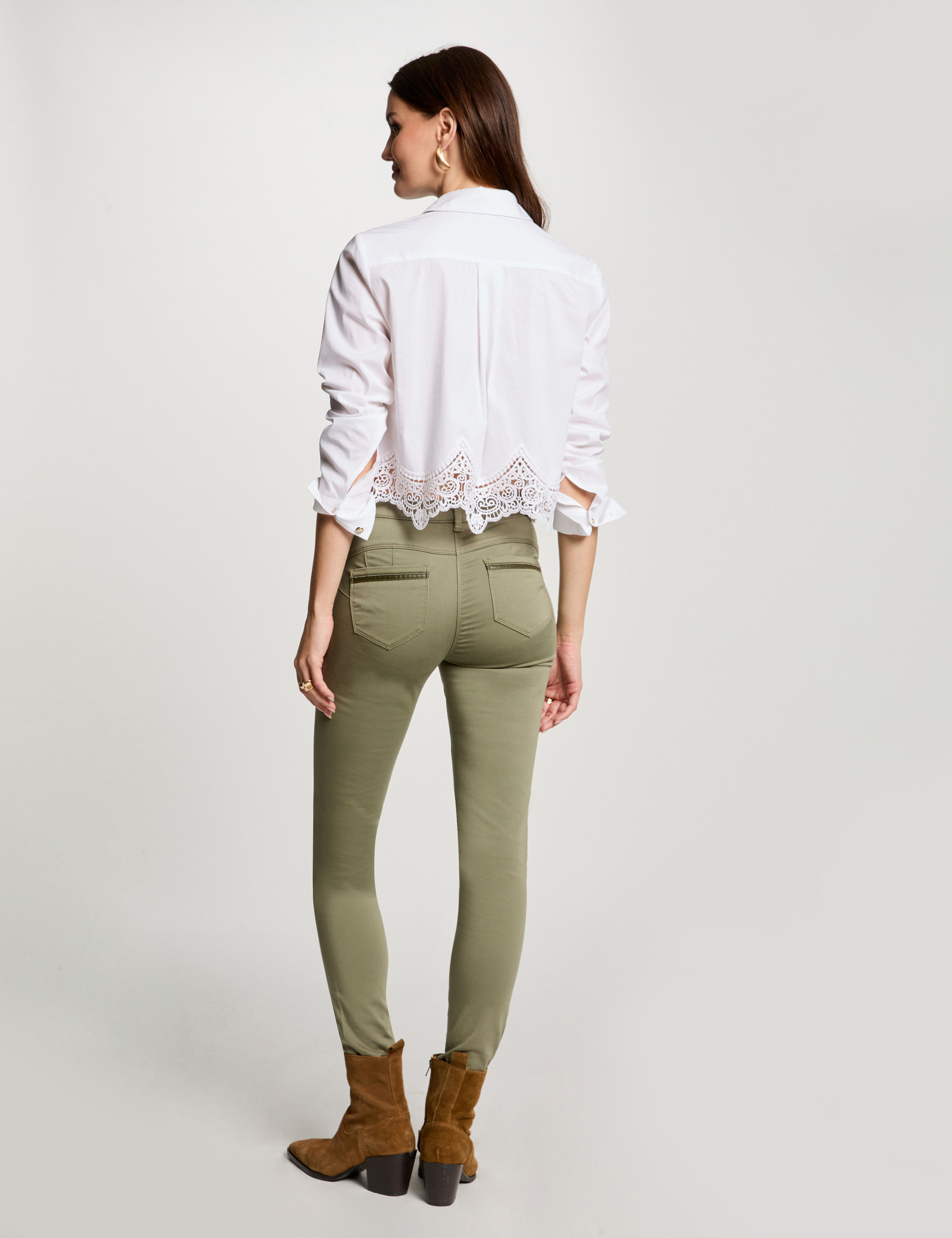 pantalon slim taille standard vert kaki femme Pantalon slim taille standard vert kaki femme