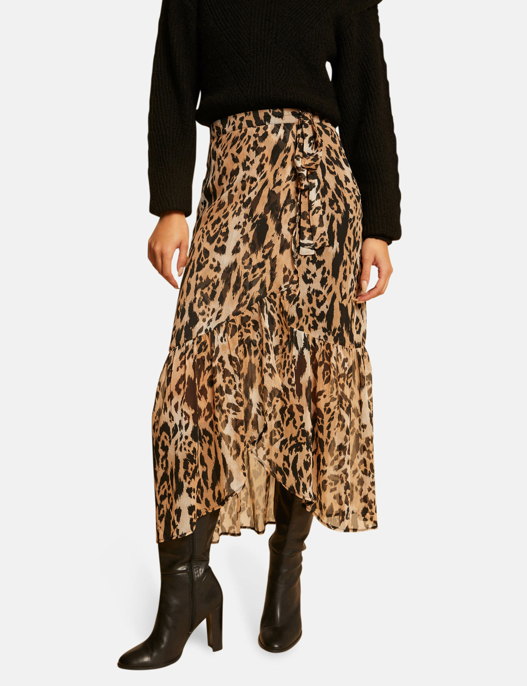 Jupe longue portefeuille imprimée multico femme Jupe longue portefeuille imprimée multico femme