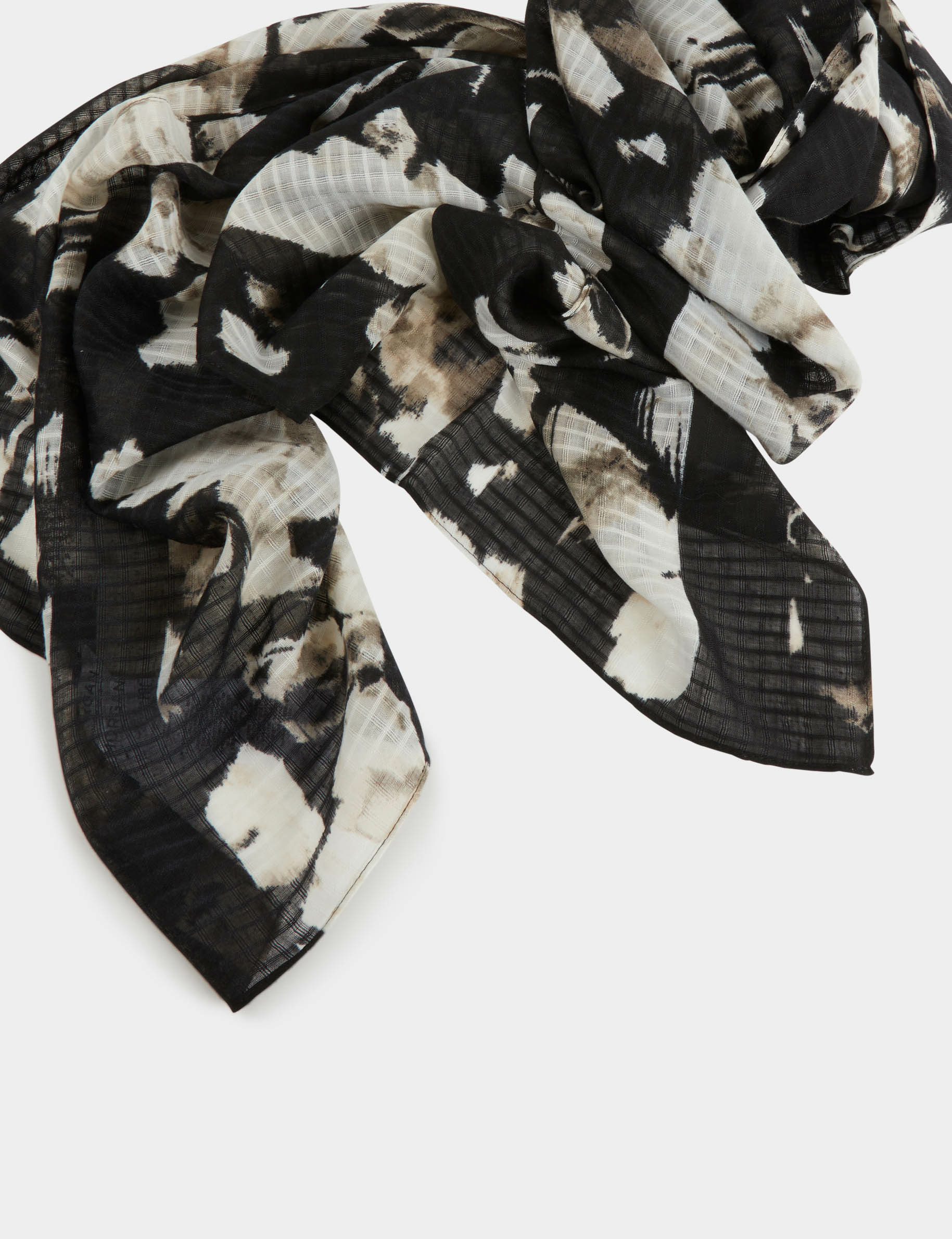 Foulard imprimé plissé noir femme