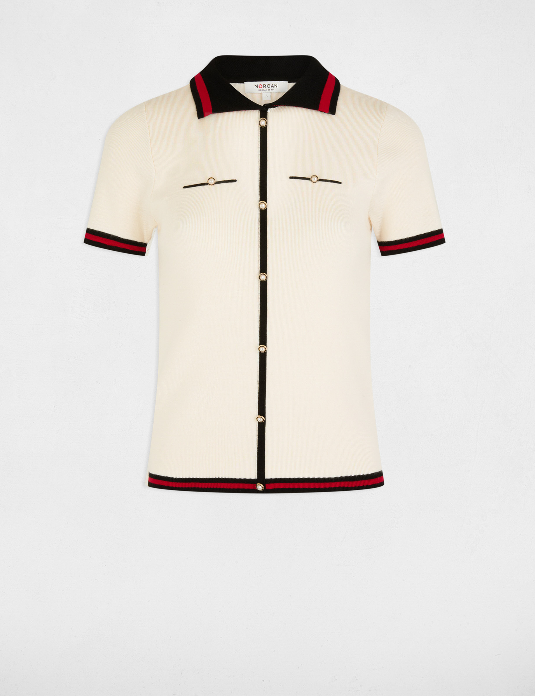 pull col polo manches courtes ivoire femme Pull col polo manches courtes ivoire femme