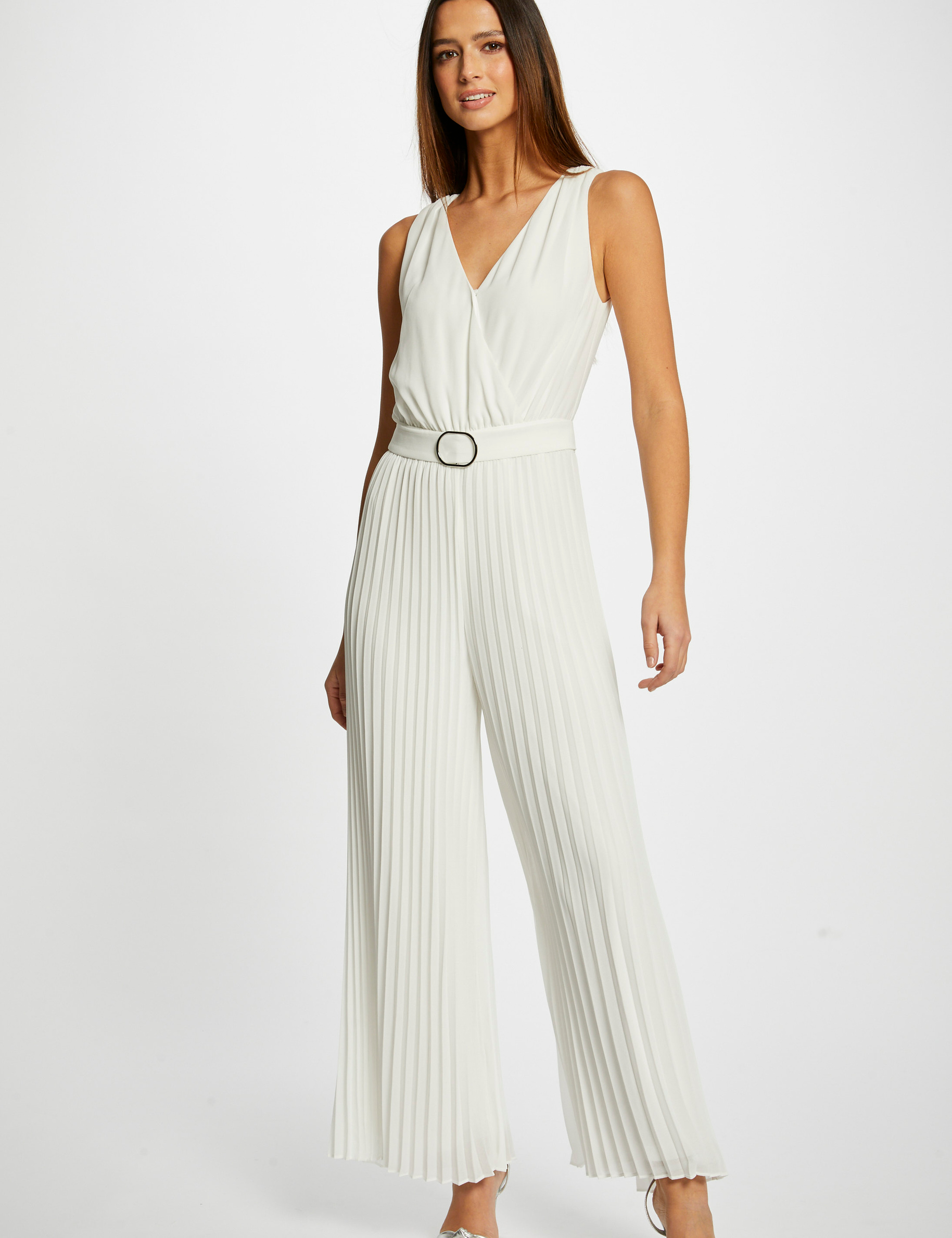 Combinaison ample à jambes plissées ecru femme Combinaison ample à jambes plissées ecru femme