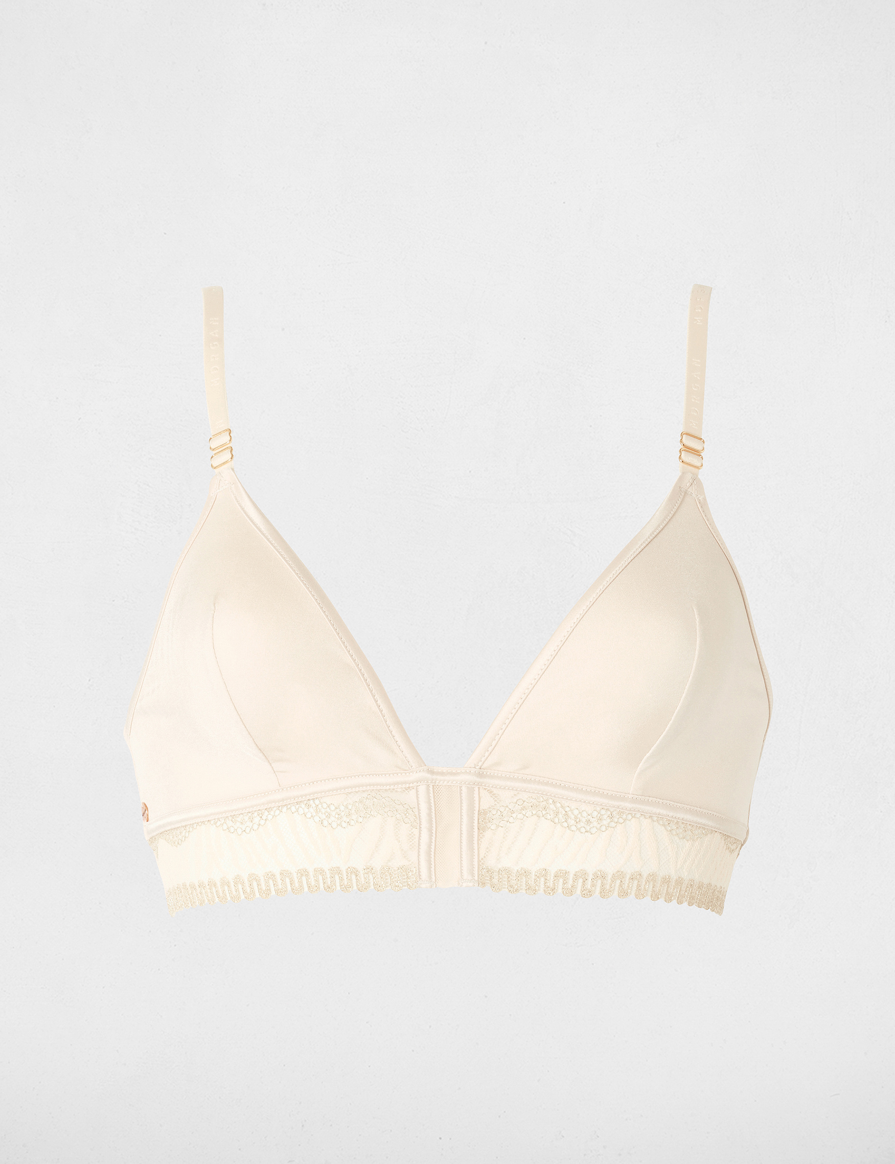 Soutien-gorge dentelle bretelles fines beige femme