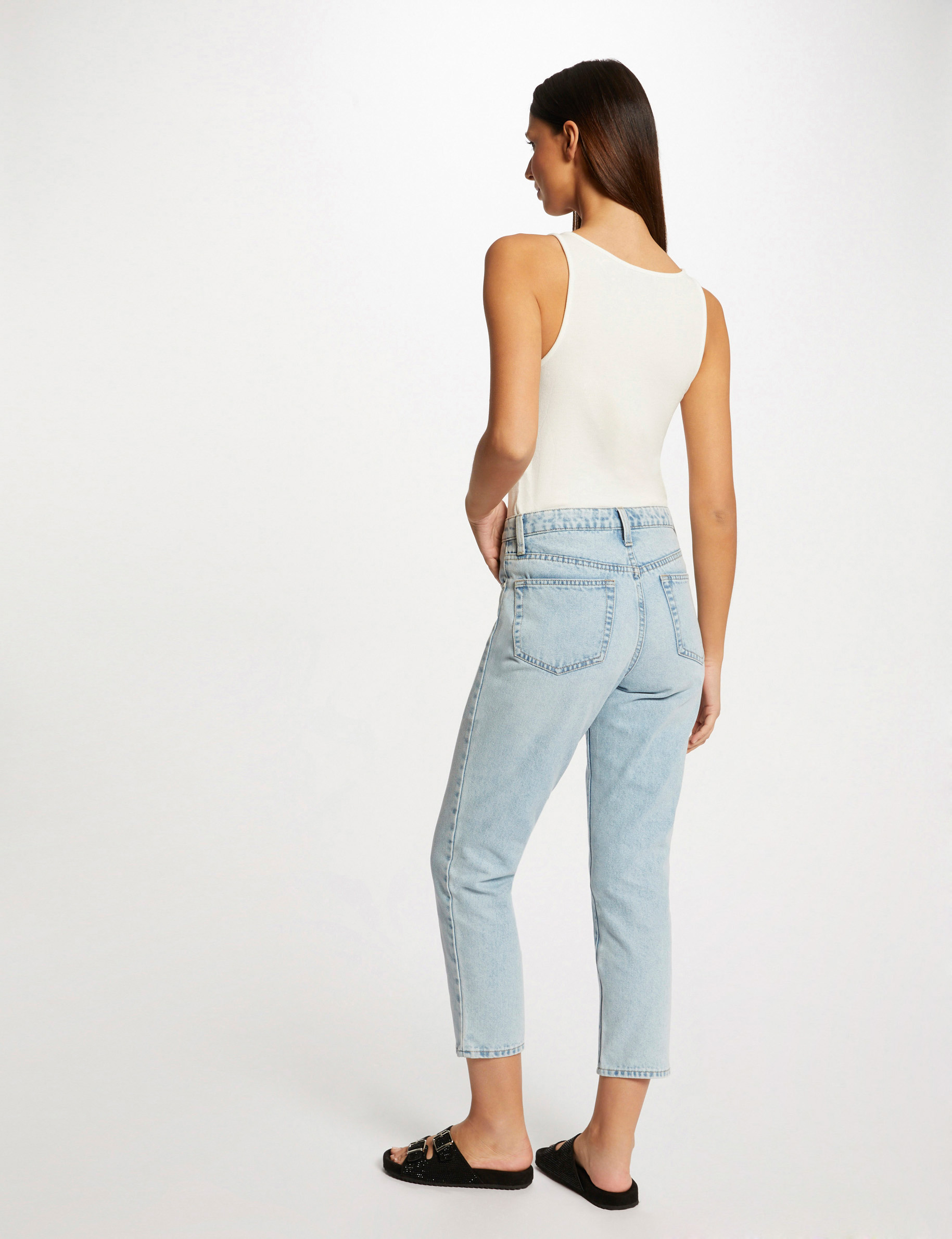 Débardeur bretelles larges à ornements ecru femme Débardeur bretelles larges à ornements ecru femme