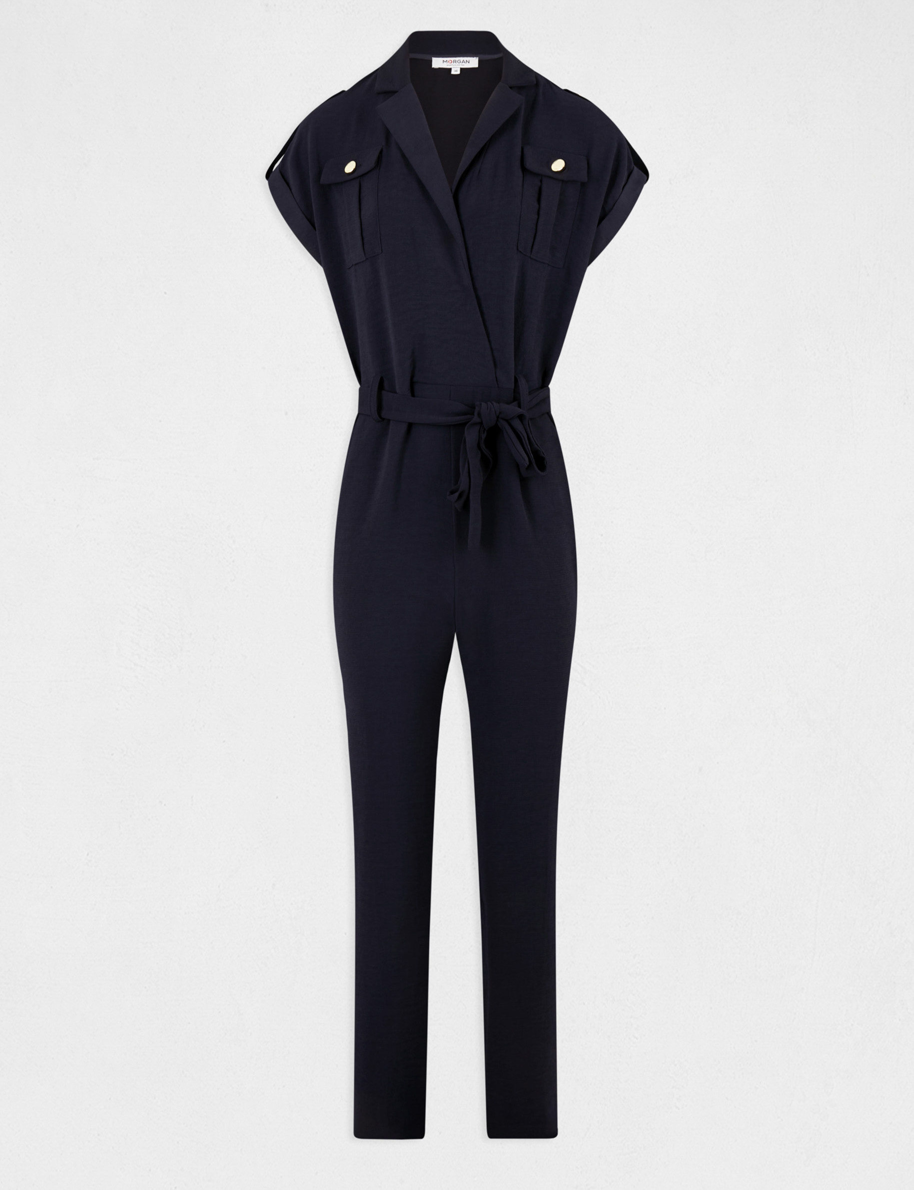 Combinaison droite ceinturée marine femme Combinaison droite ceinturée marine femme