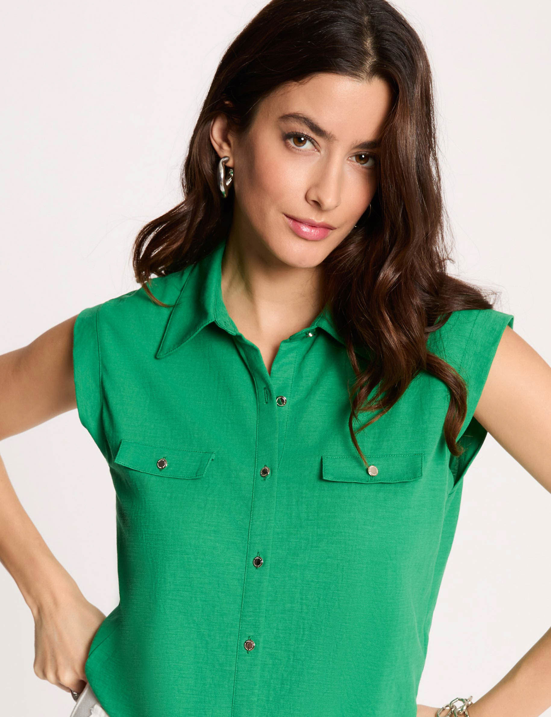Blouse sans manches vert prairie femme