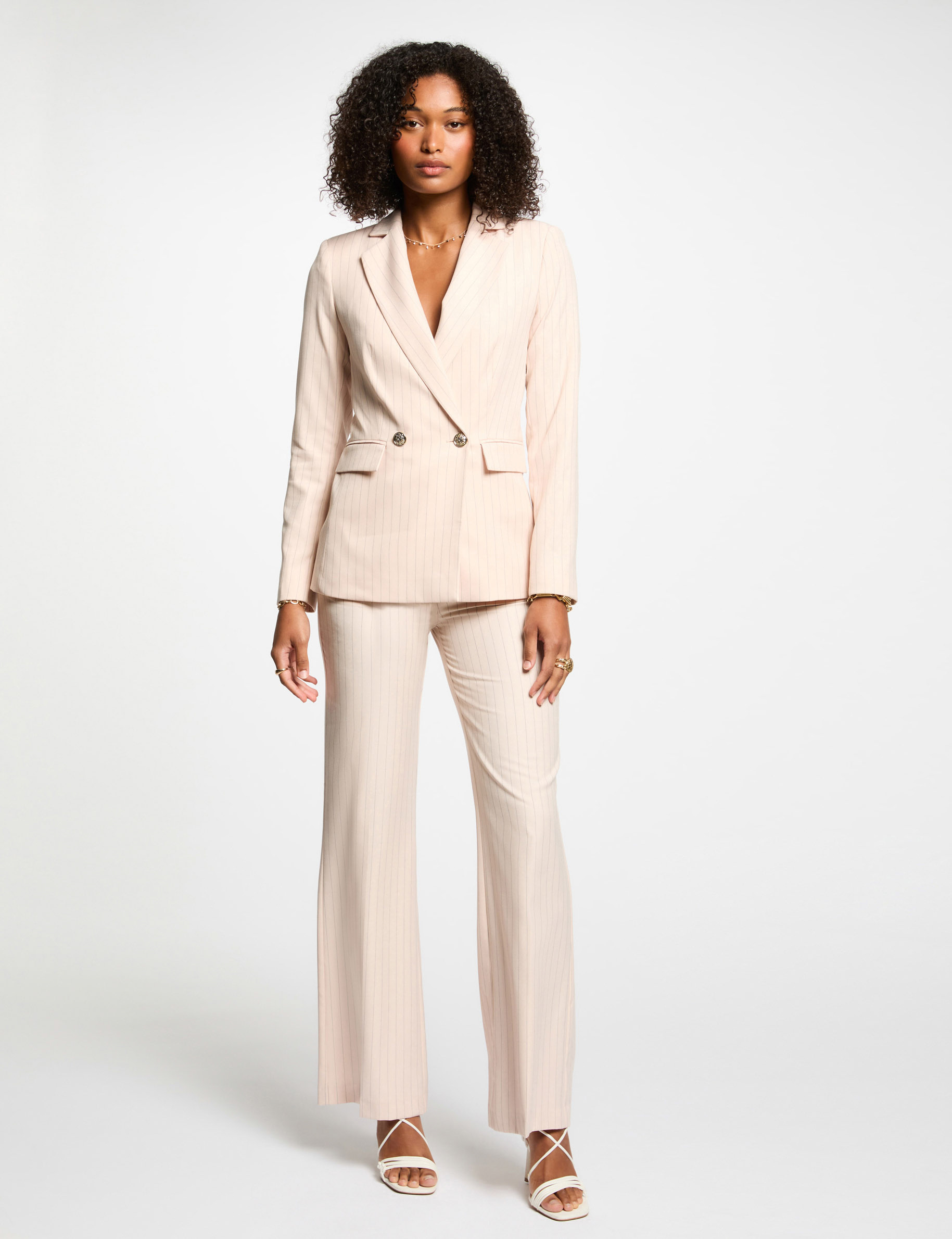 blazer cintre raye rose clair femme Blazer cintré rayé rose clair femme