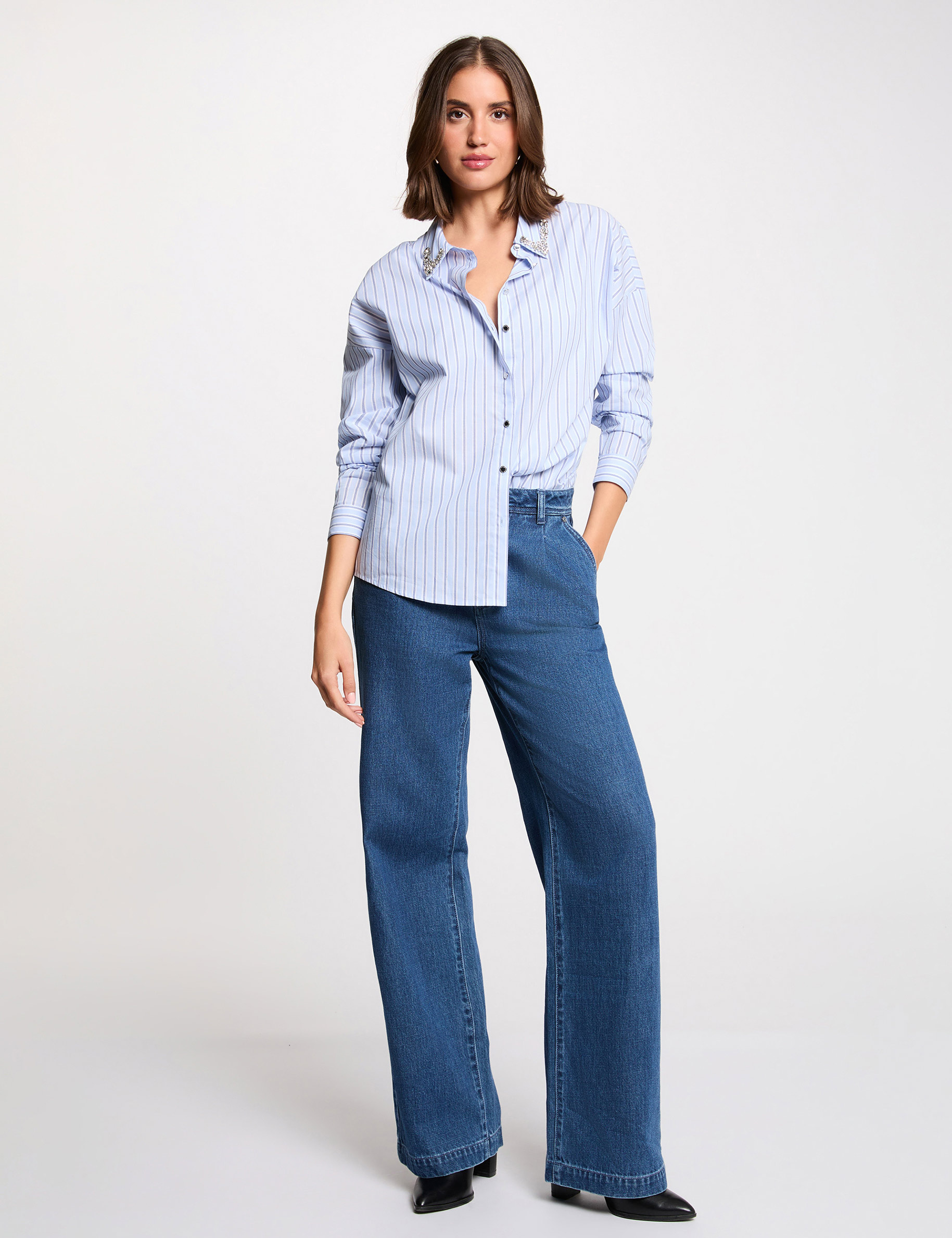 Chemise oversize ray&eacute;e multicolore femme