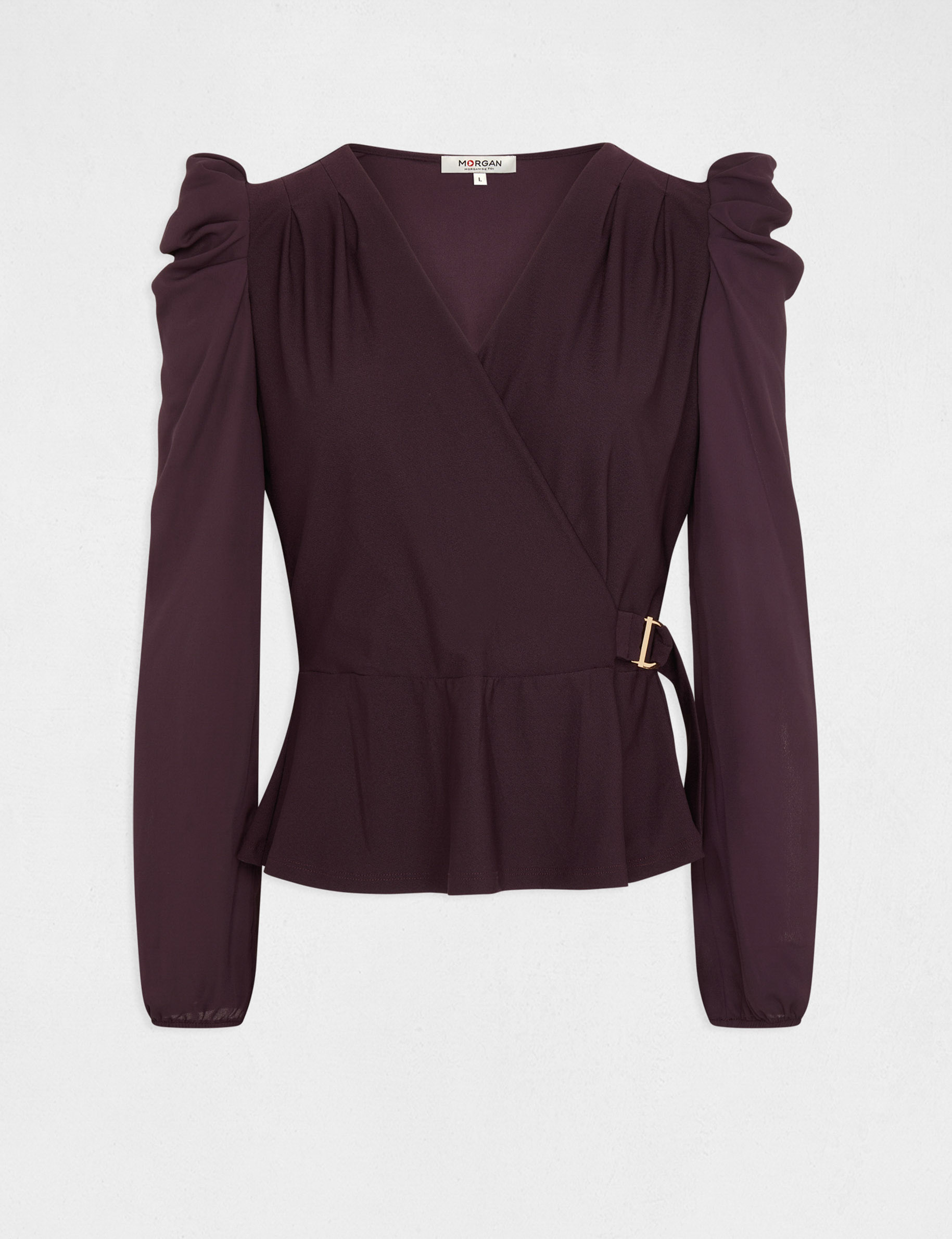 t shirt manches longues avec boucle violet fonce femme T-shirt manches longues avec boucle violet fonce femme