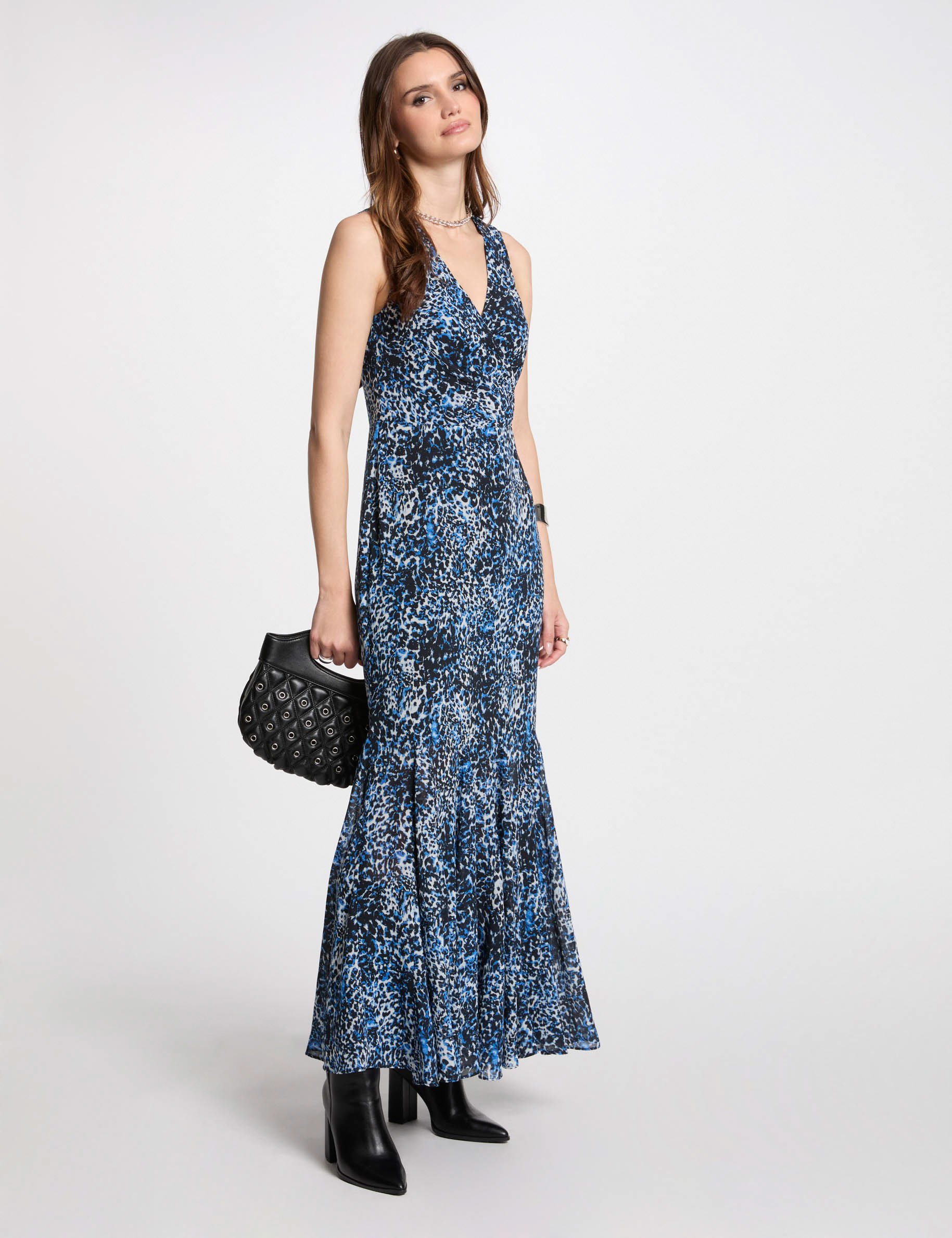 robe longue droite imprimee multicolore femme Robe longue droite imprimée multicolore femme