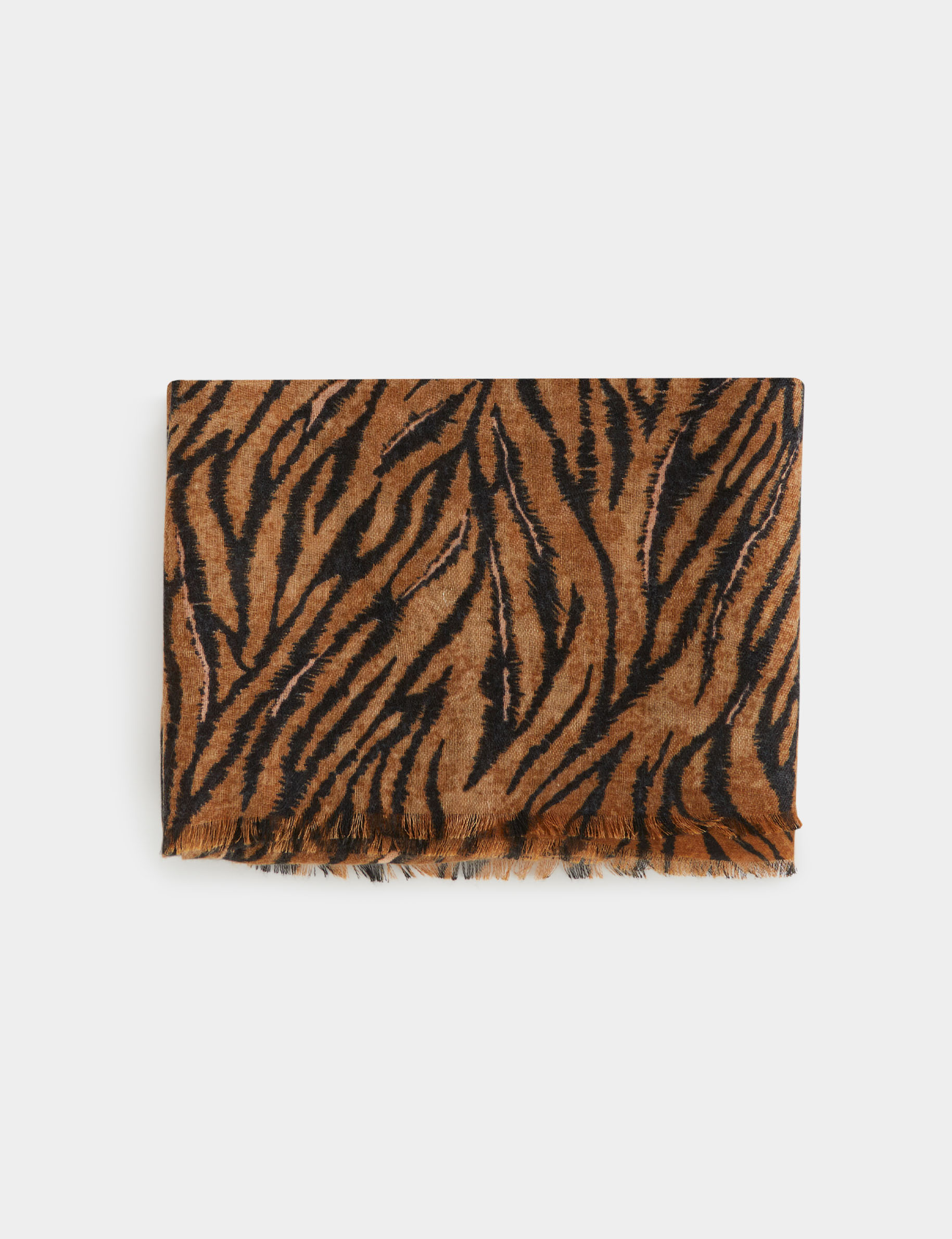 foulard imprime animalier marron femme Foulard imprimé animalier marron femme