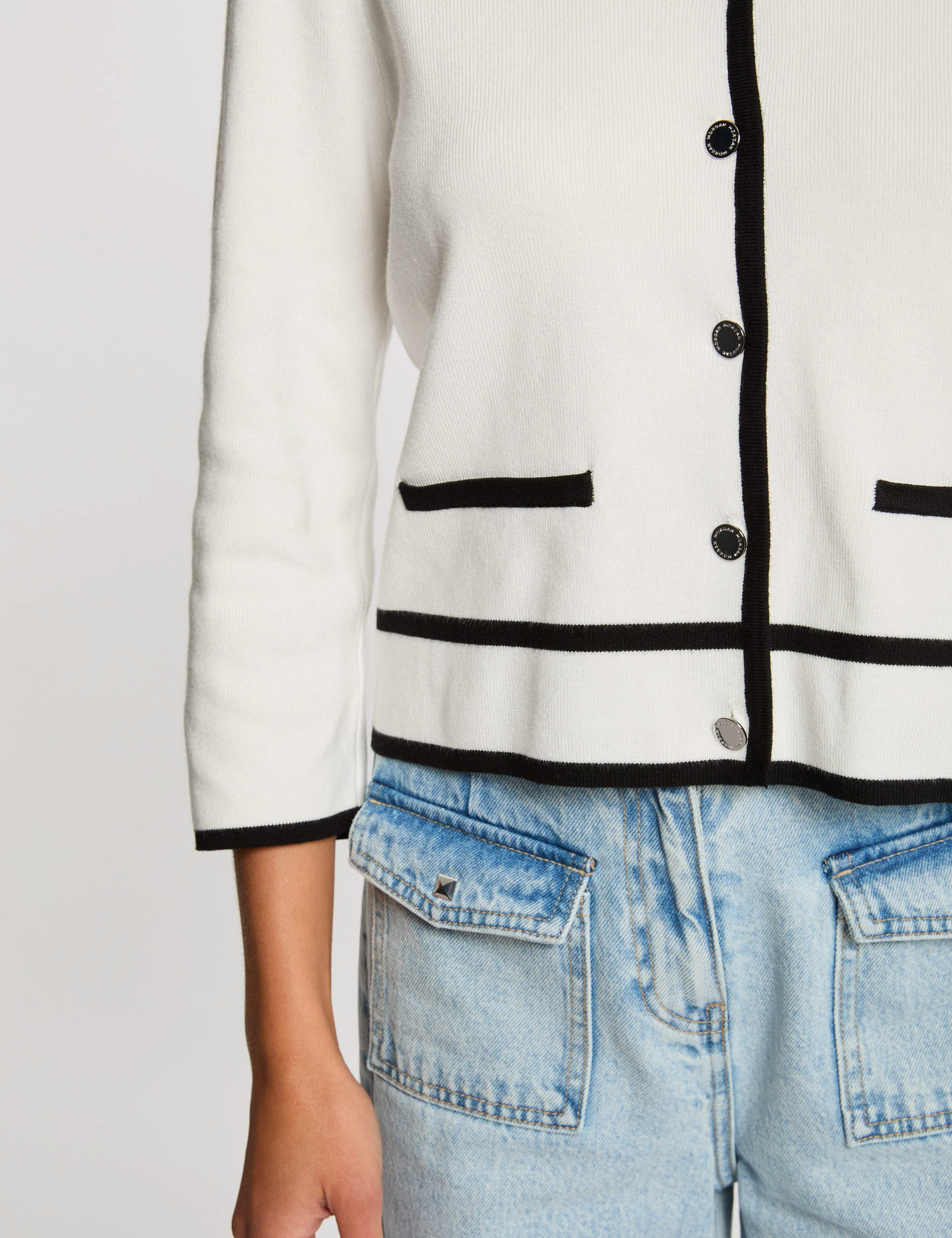 gilet manches 34 blanc femme Gilet manches 3/4 blanc femme