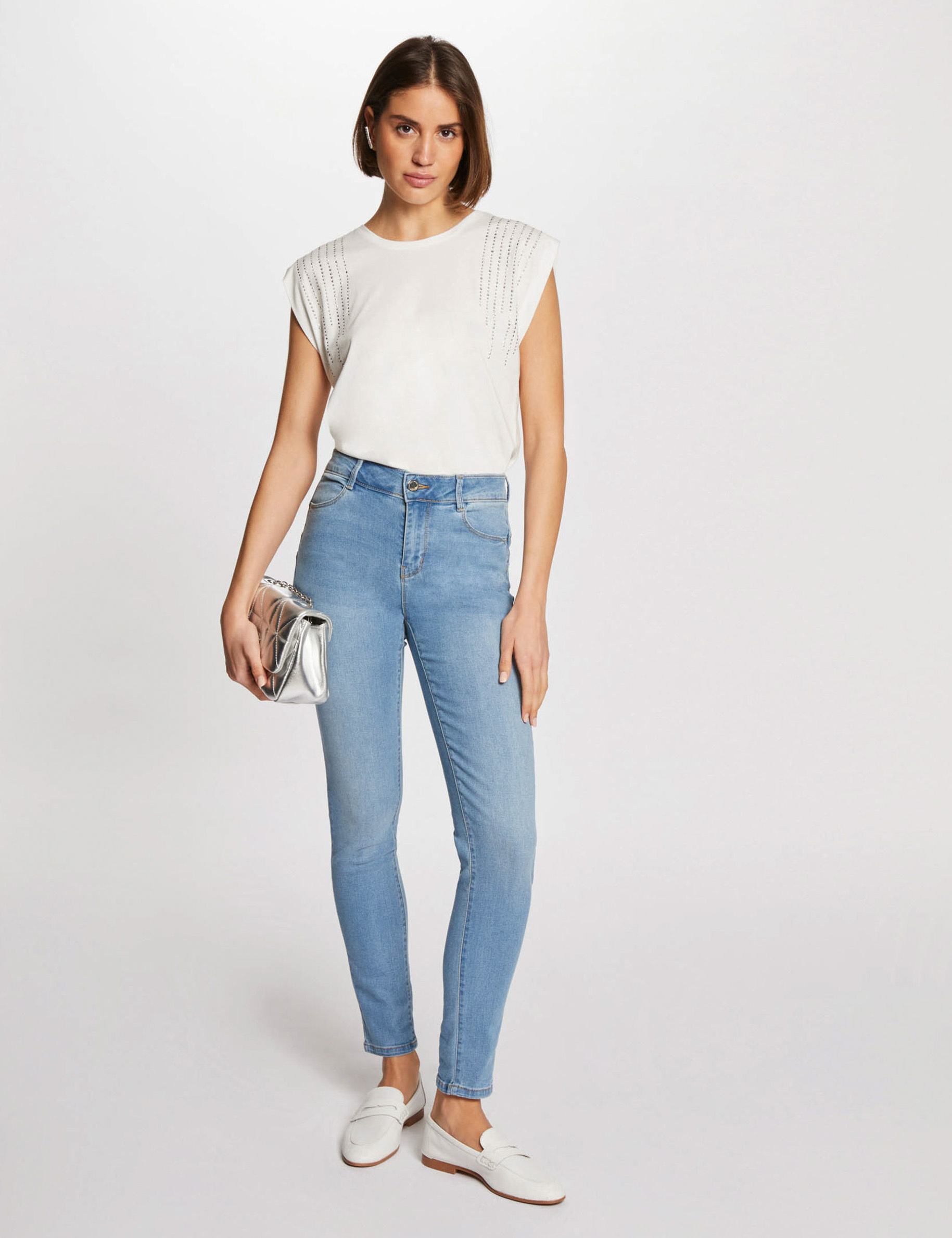 jeans slim taille standard denim bleach femme Jeans slim taille standard denim bleach femme