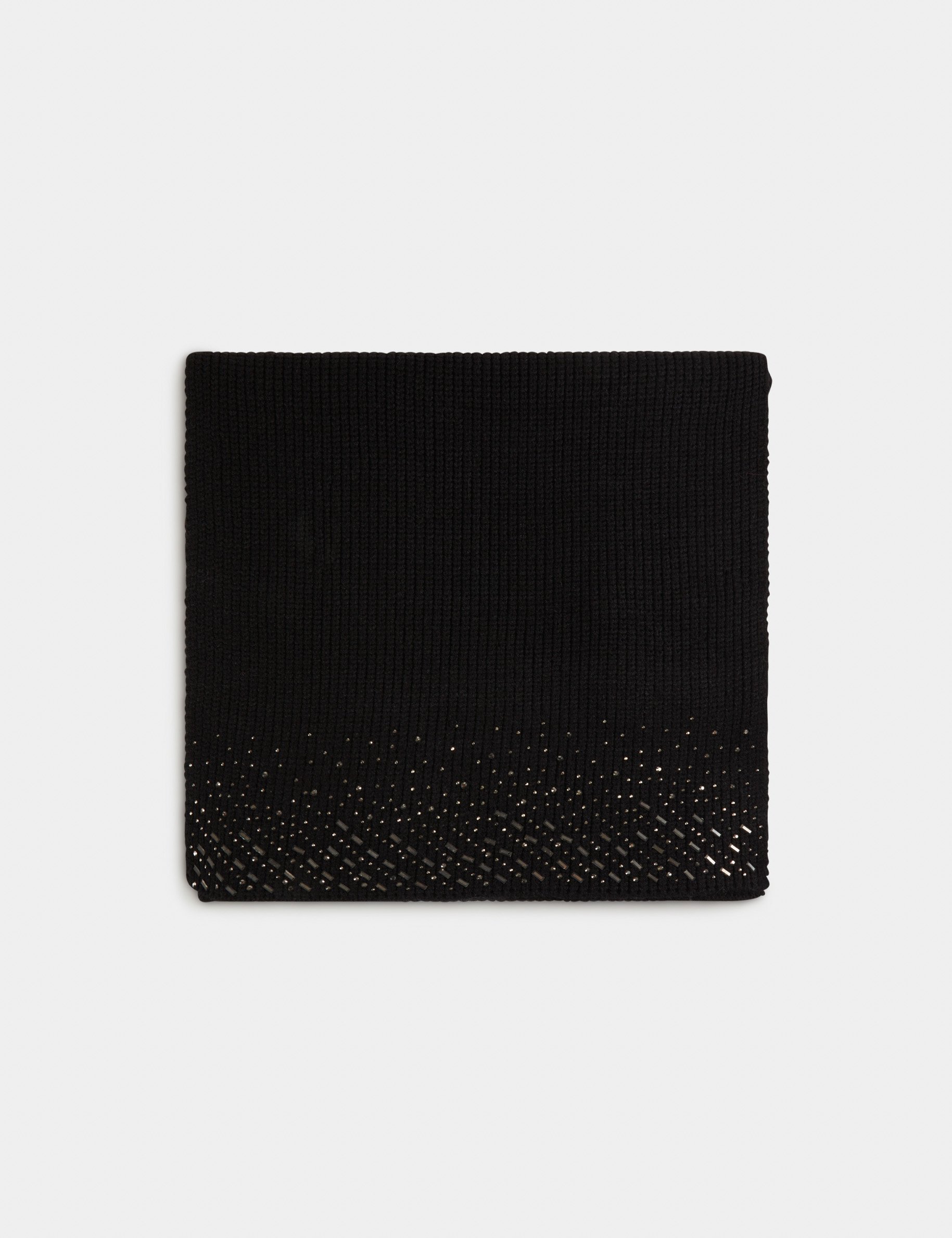 echarpe tricotee avec strass noir femme Écharpe tricotée avec strass noir femme