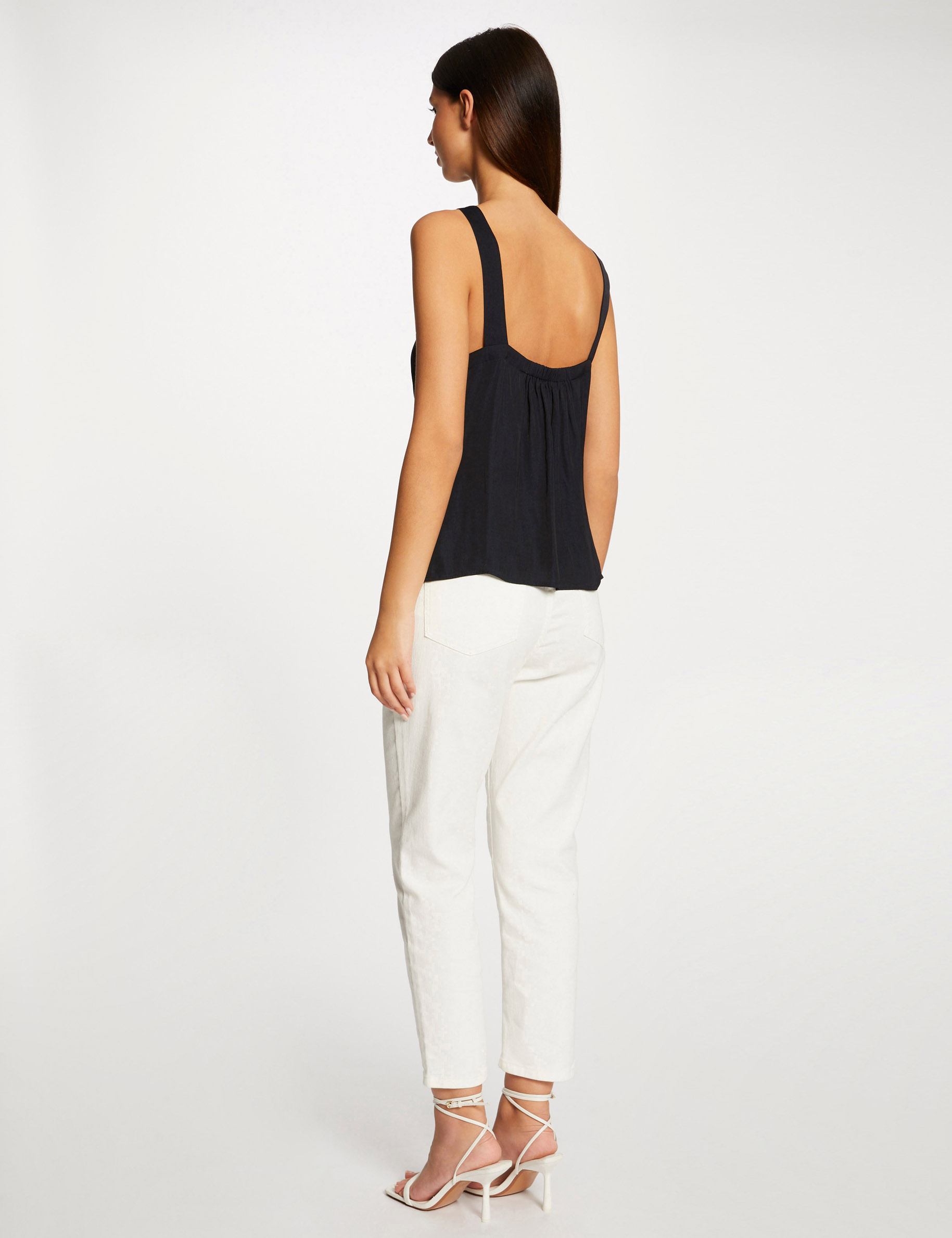 blouse bretelles larges a dentelle marine femme Blouse bretelles larges à dentelle marine femme