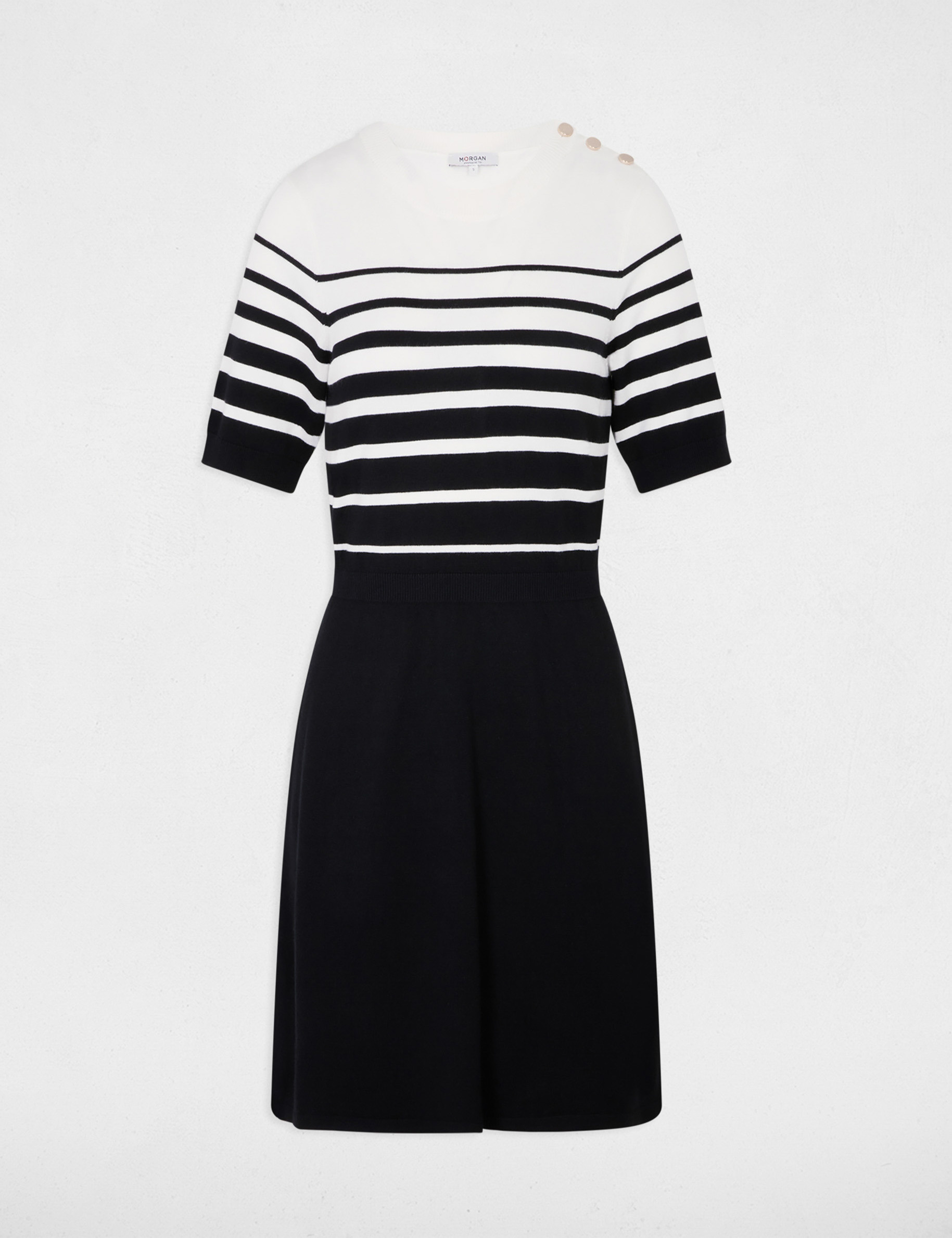 Robe tricot courte cintr&eacute;e noir femme