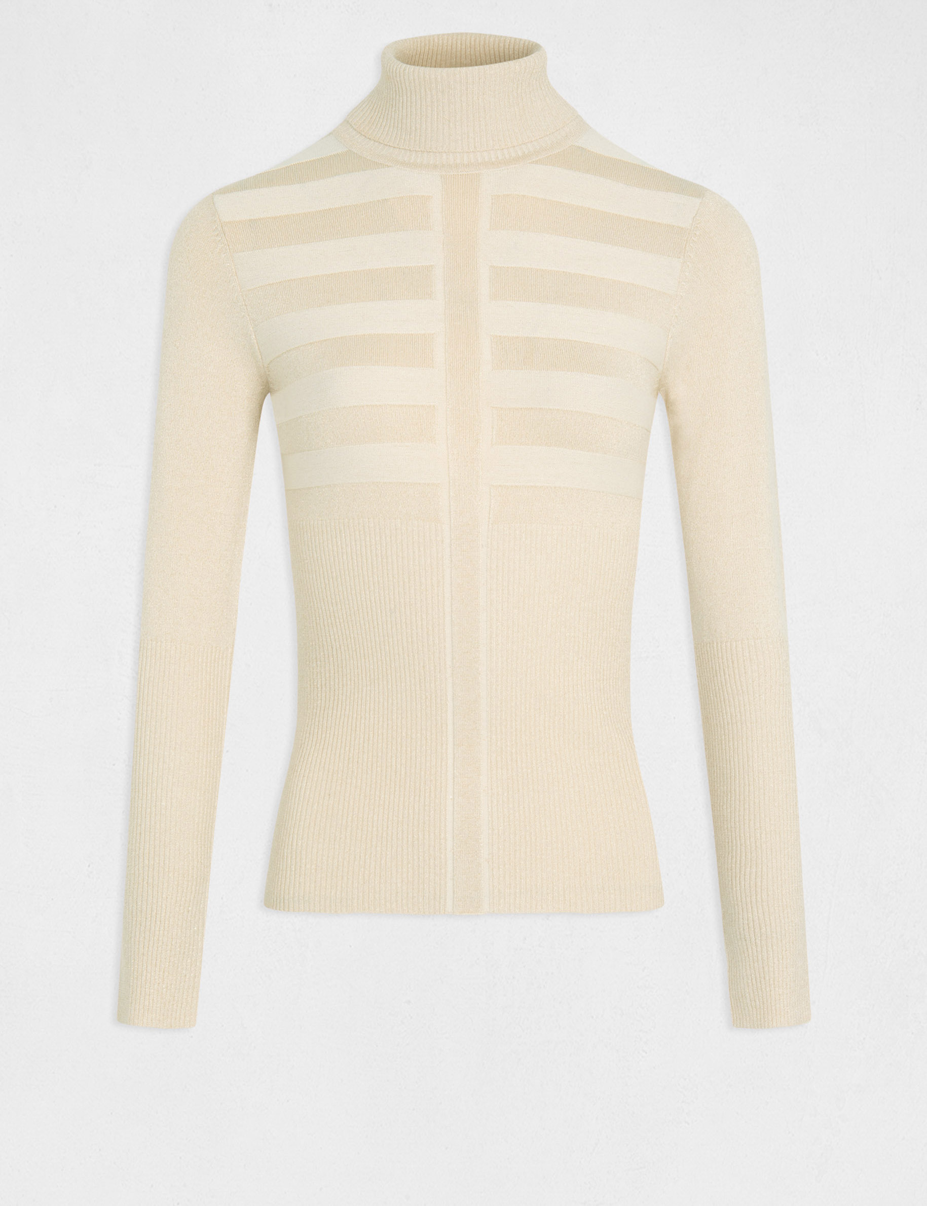 Pull manches longues &agrave; col roul&eacute; rose clair femme