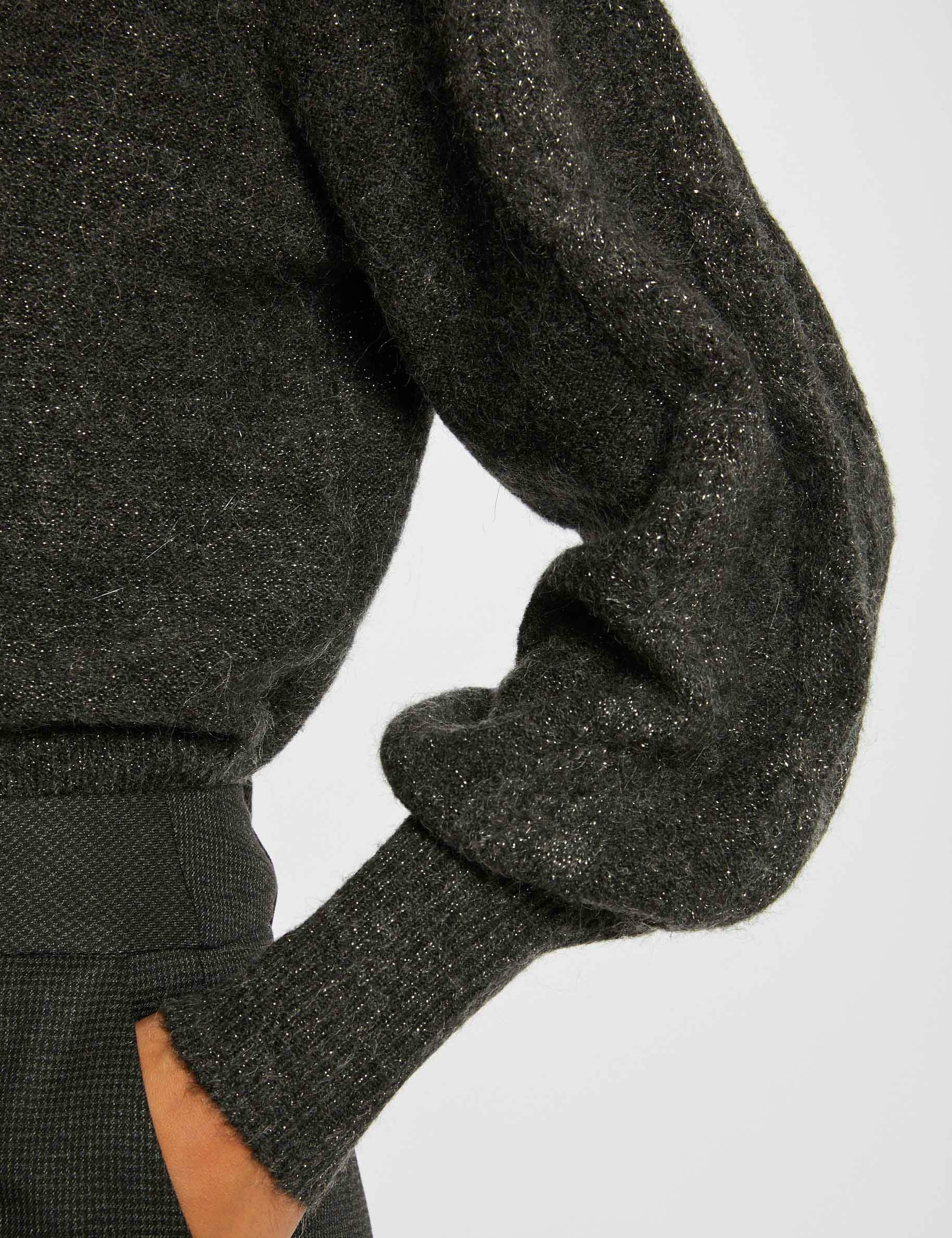 Pull manches longues avec col montant gris anthracite femme Pull manches longues avec col montant gris anthracite femme