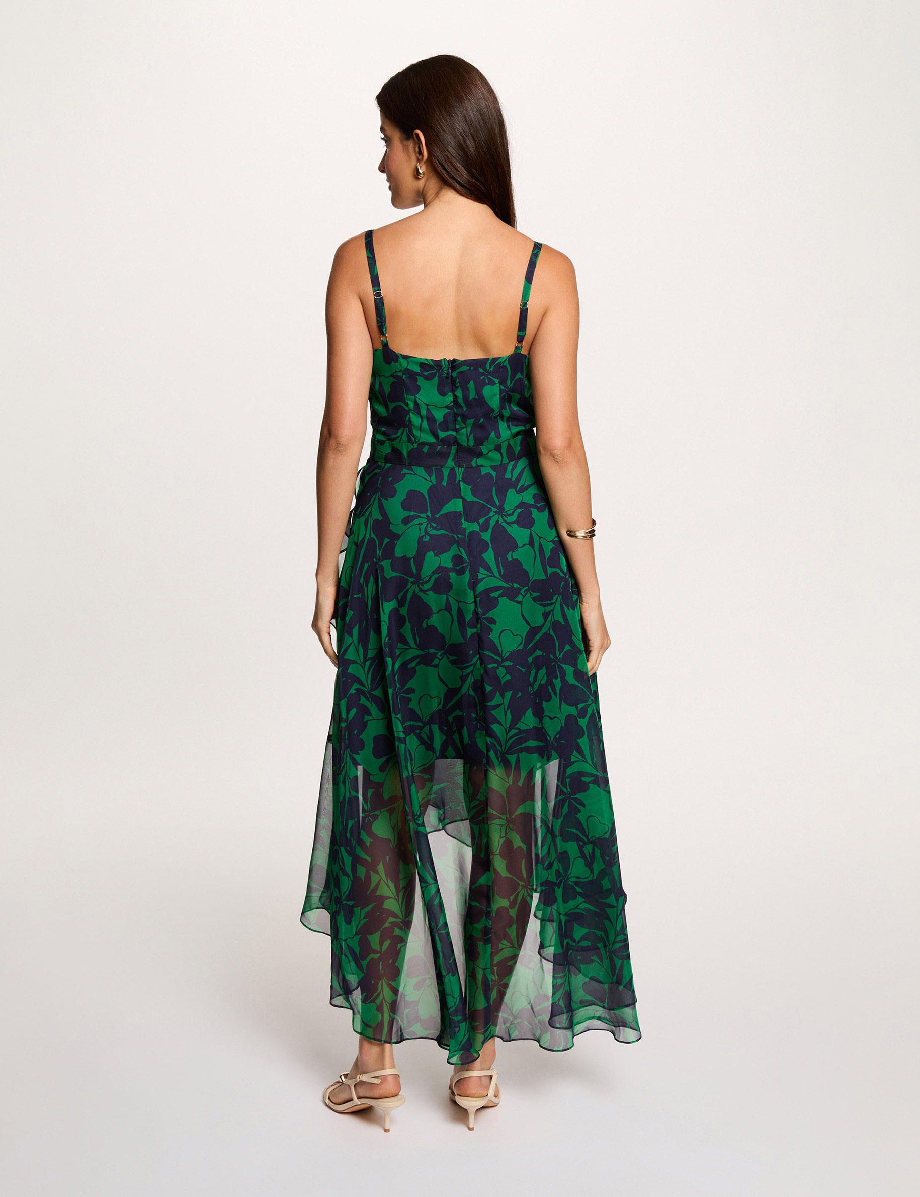 Robe mi-longue cache coeur vert prairie femme