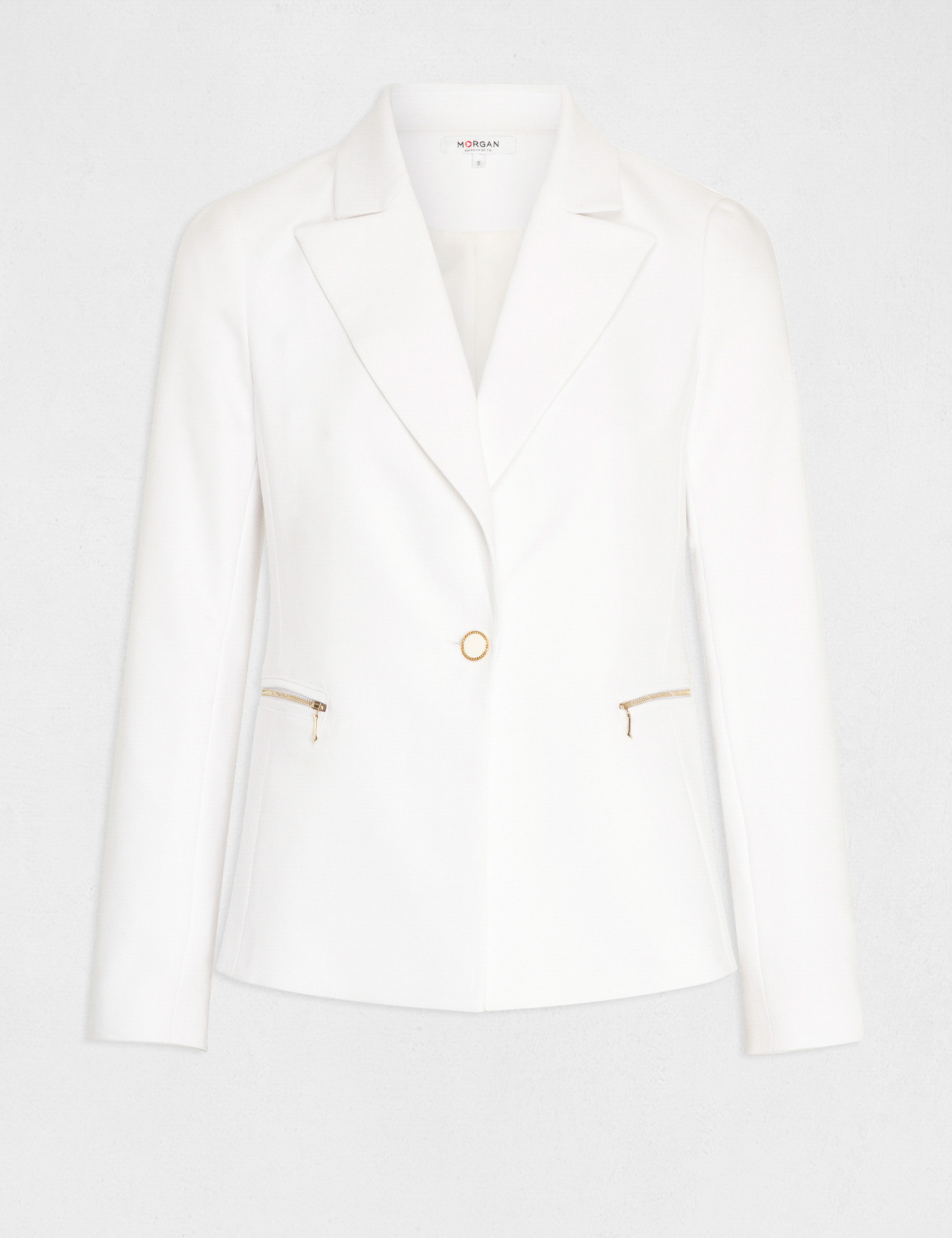 veste city cintree details zippes ecru femme Veste city cintrée détails zippés ecru femme