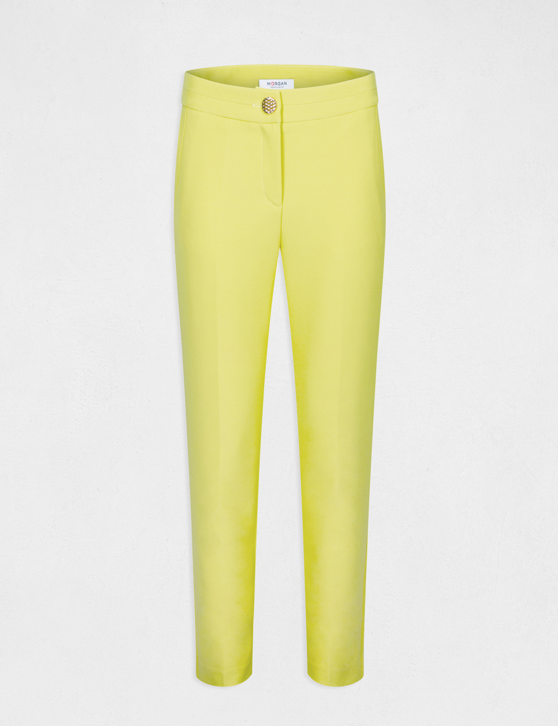 Pantalon city ajusté 7/8ème à pinces jaune femme Pantalon city ajusté 7/8ème à pinces jaune femme