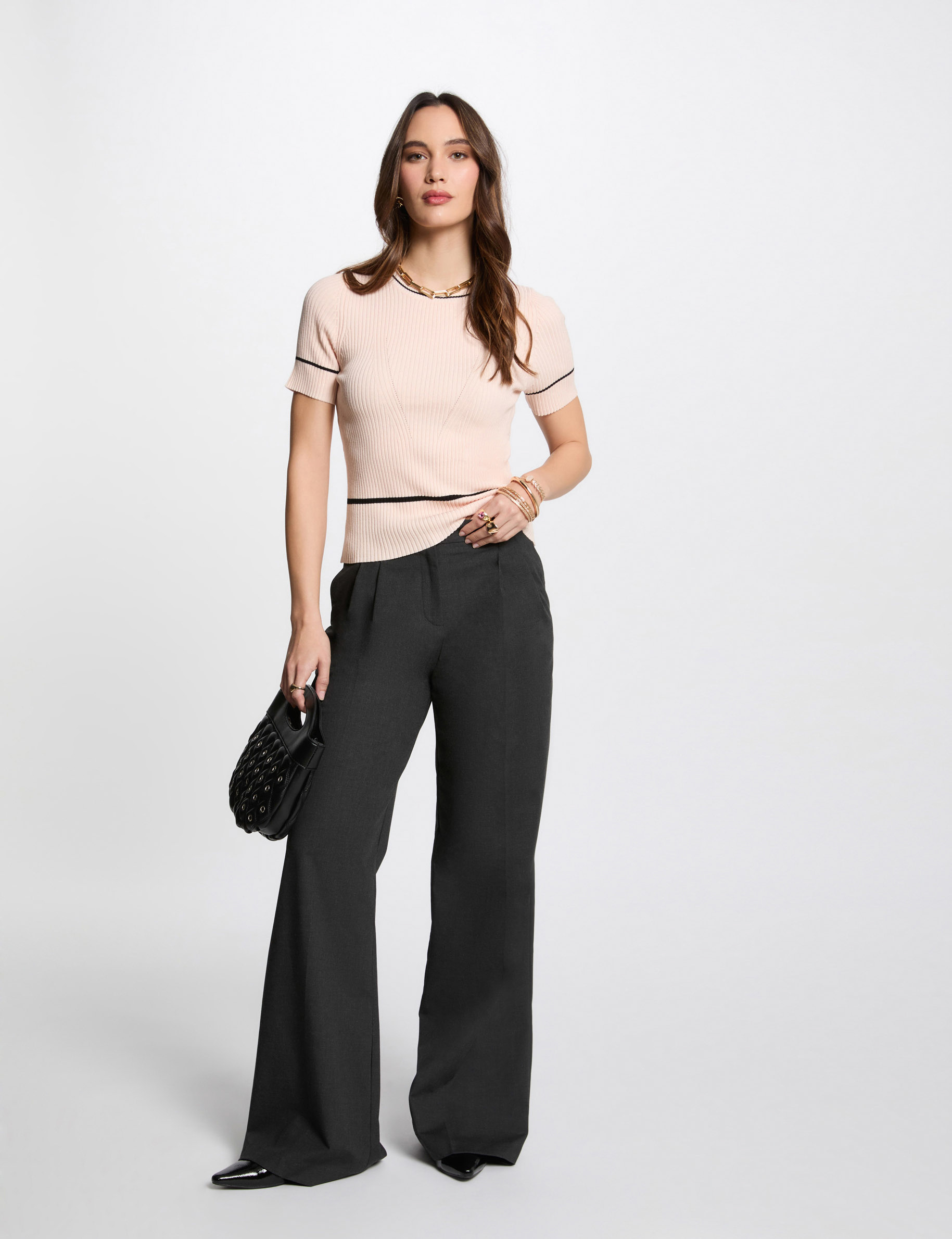 pull manches courtes rose clair femme Pull manches courtes rose clair femme