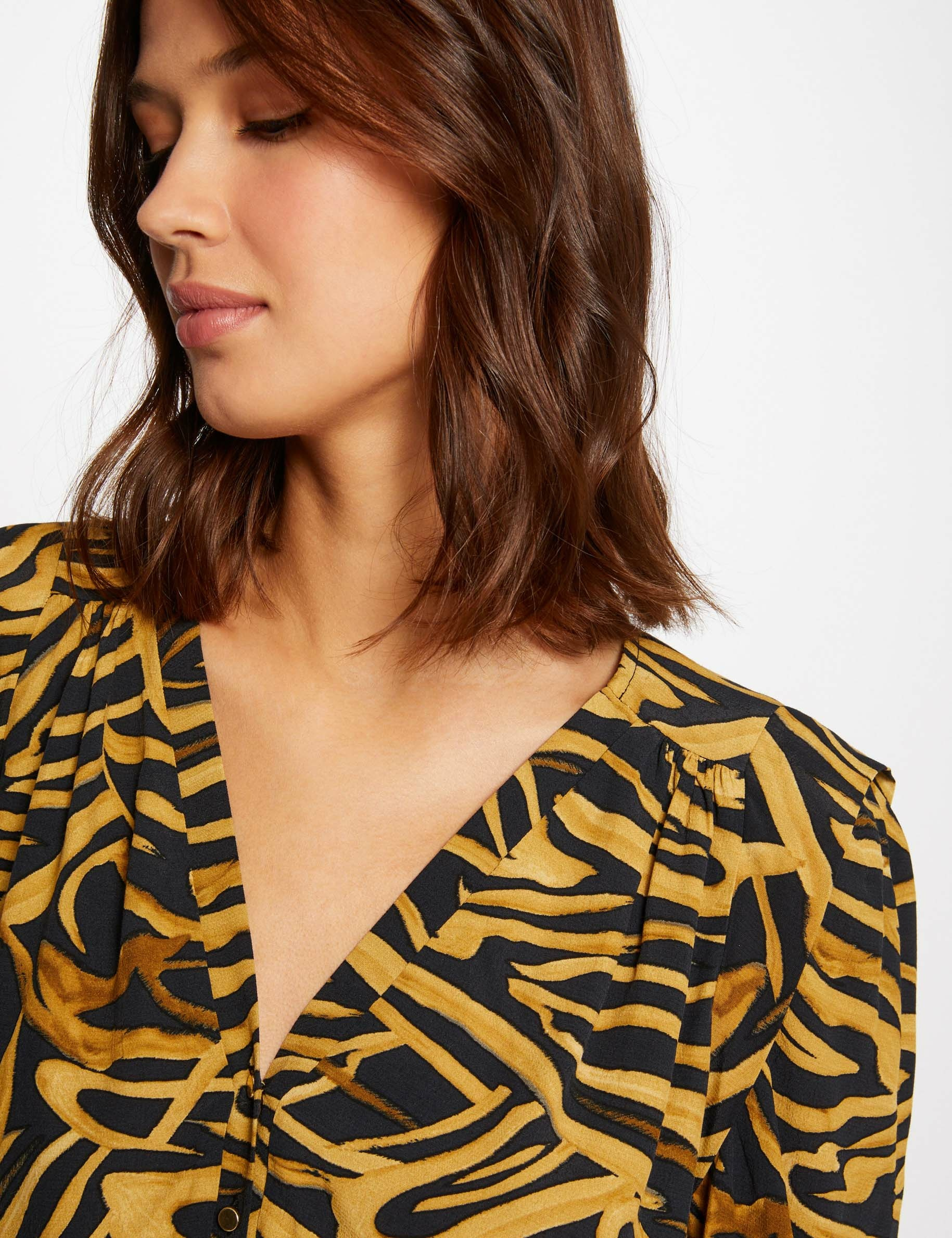 Chemise manches 3/4 imprimé abstrait multico femme