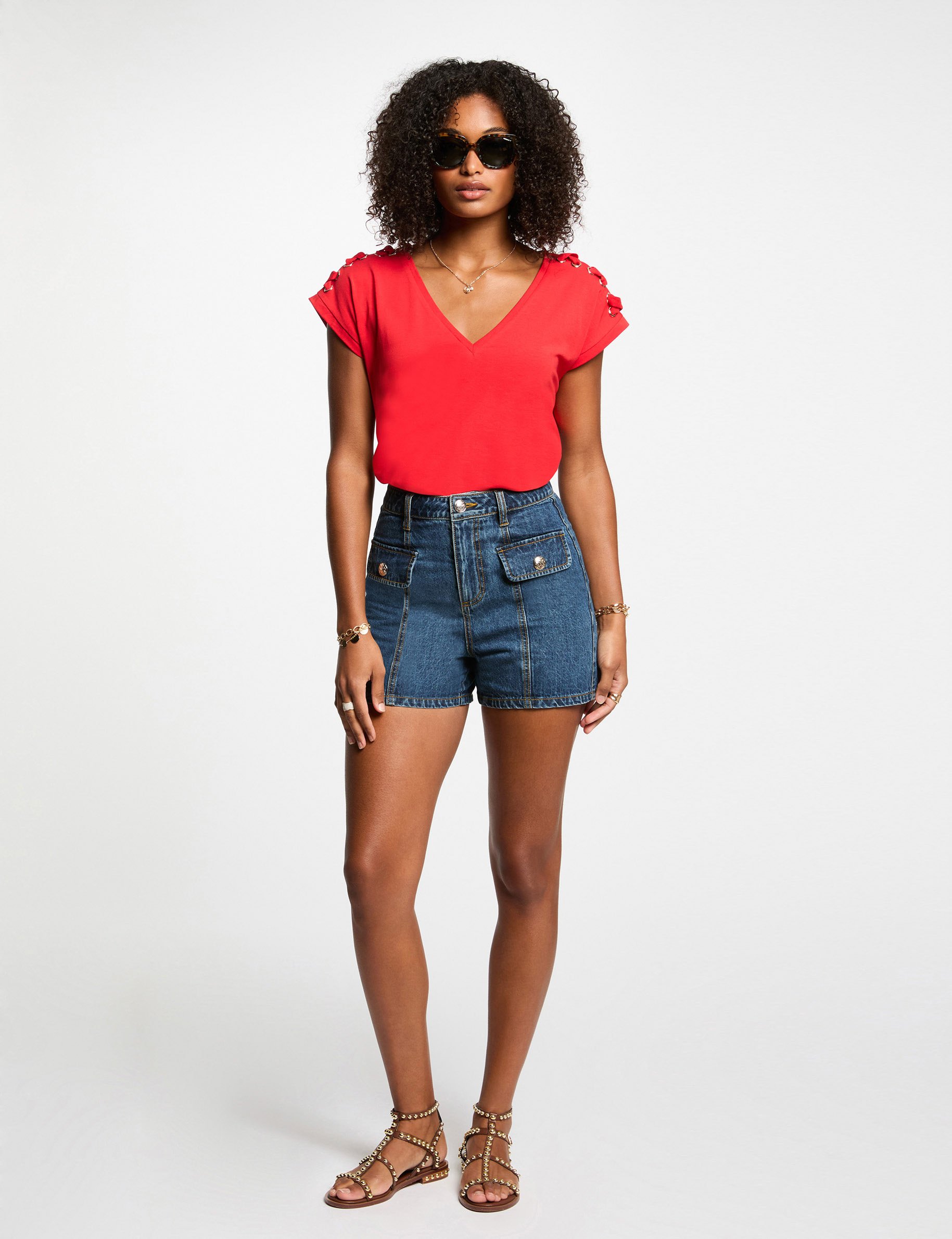 T-shirt manches courtes rouge femme