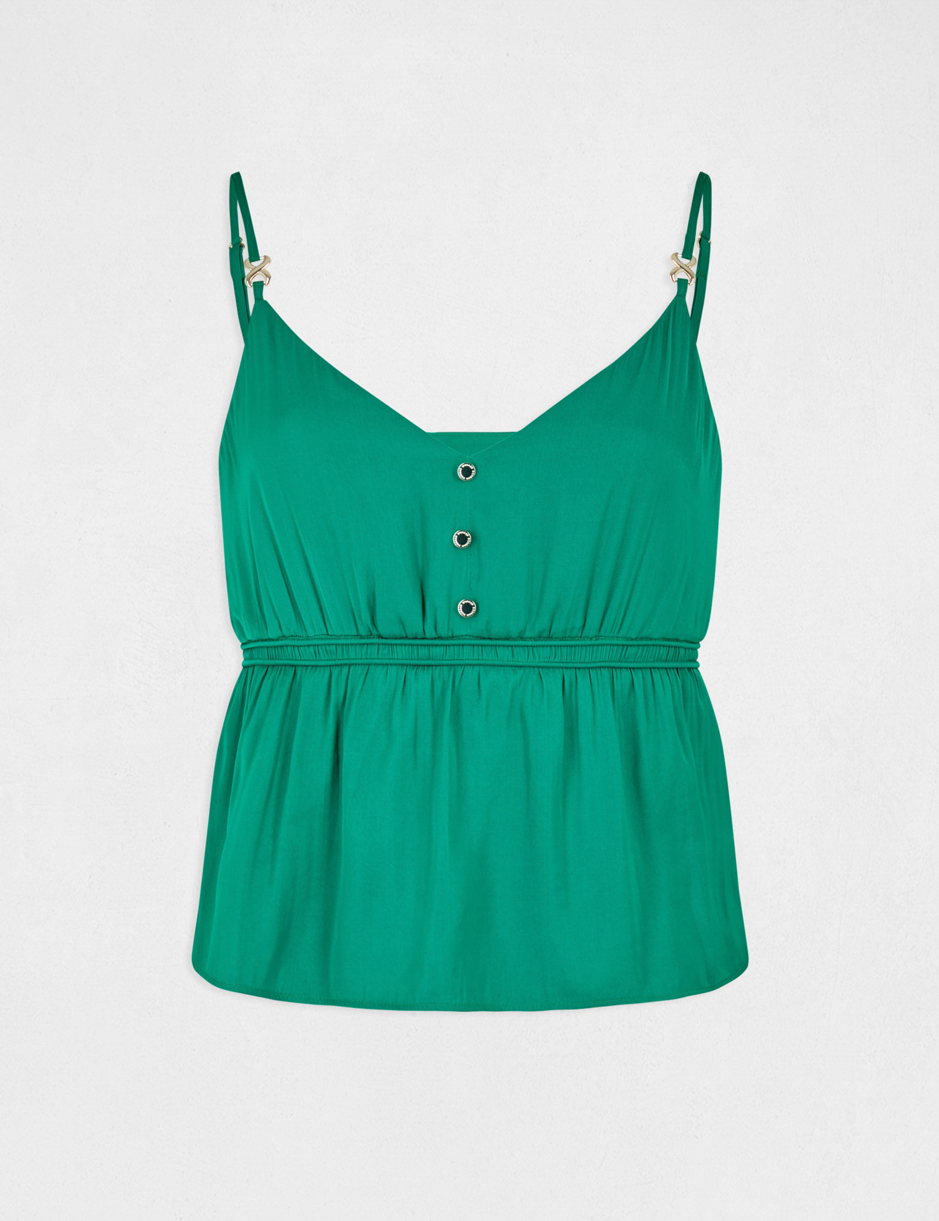 Blouse bretelles fines à ornements vert femme Blouse bretelles fines à ornements vert femme