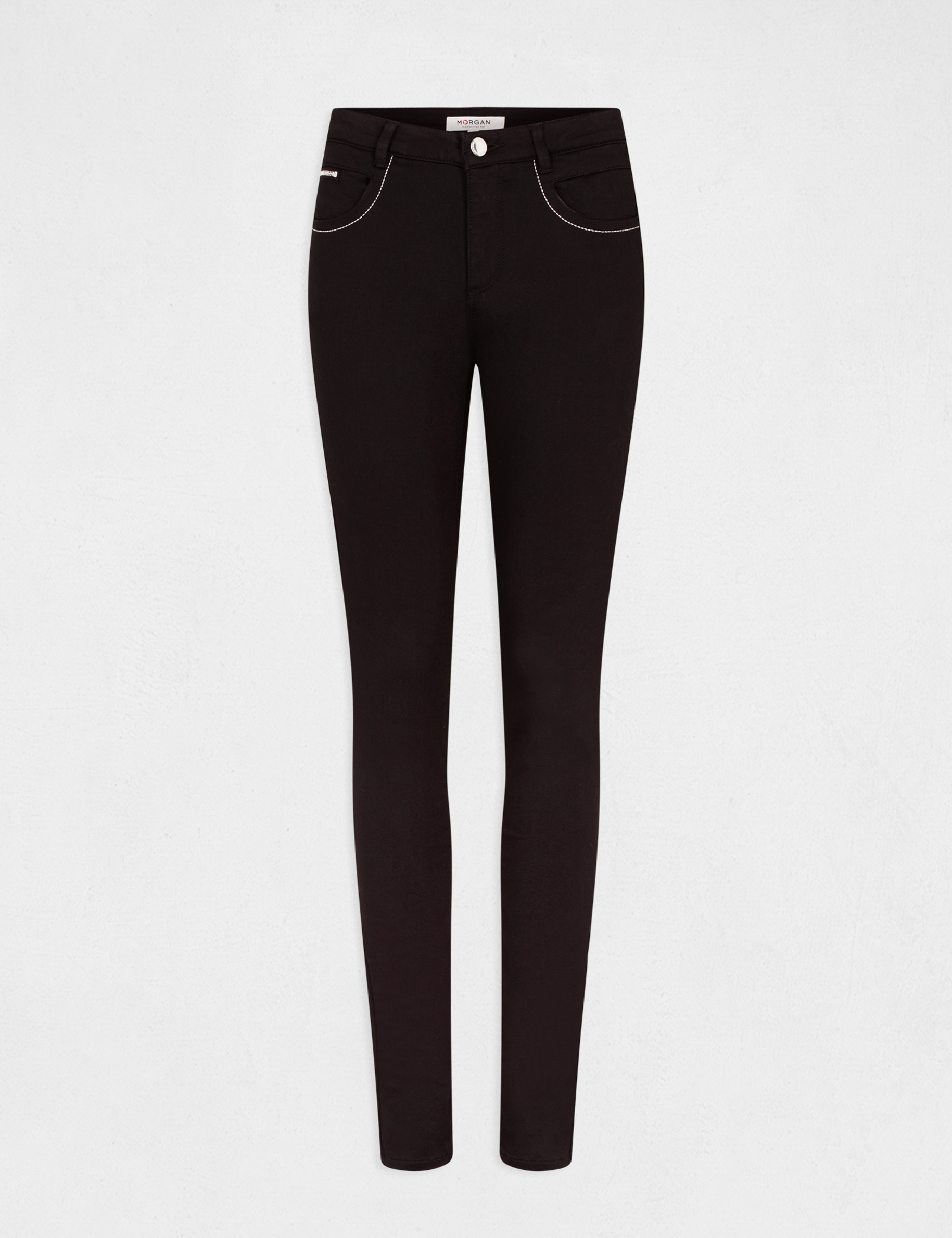 Pantalon slim effet stretch noir femme Pantalon slim effet stretch noir femme