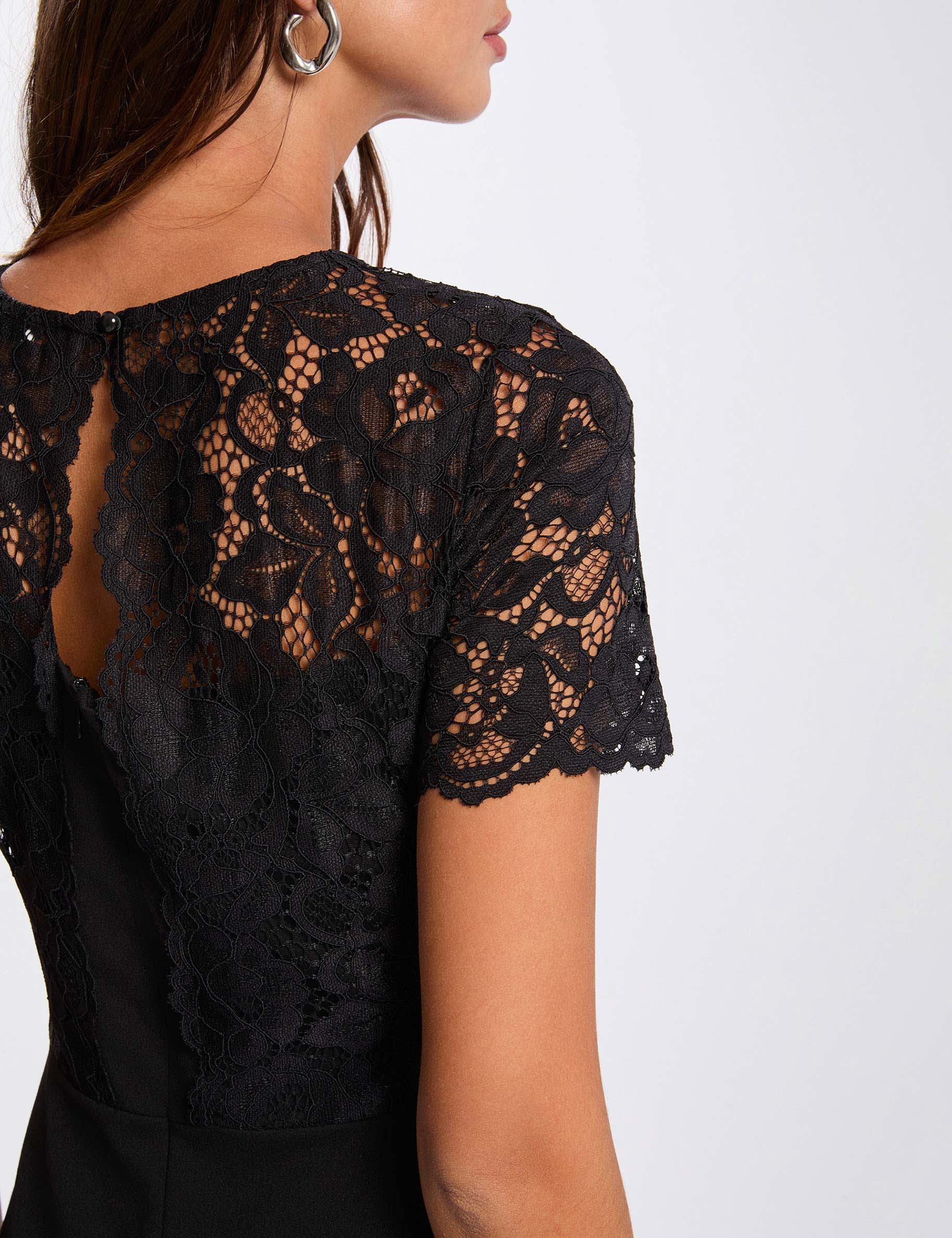 Robe ajust&eacute;e dentelle noir femme