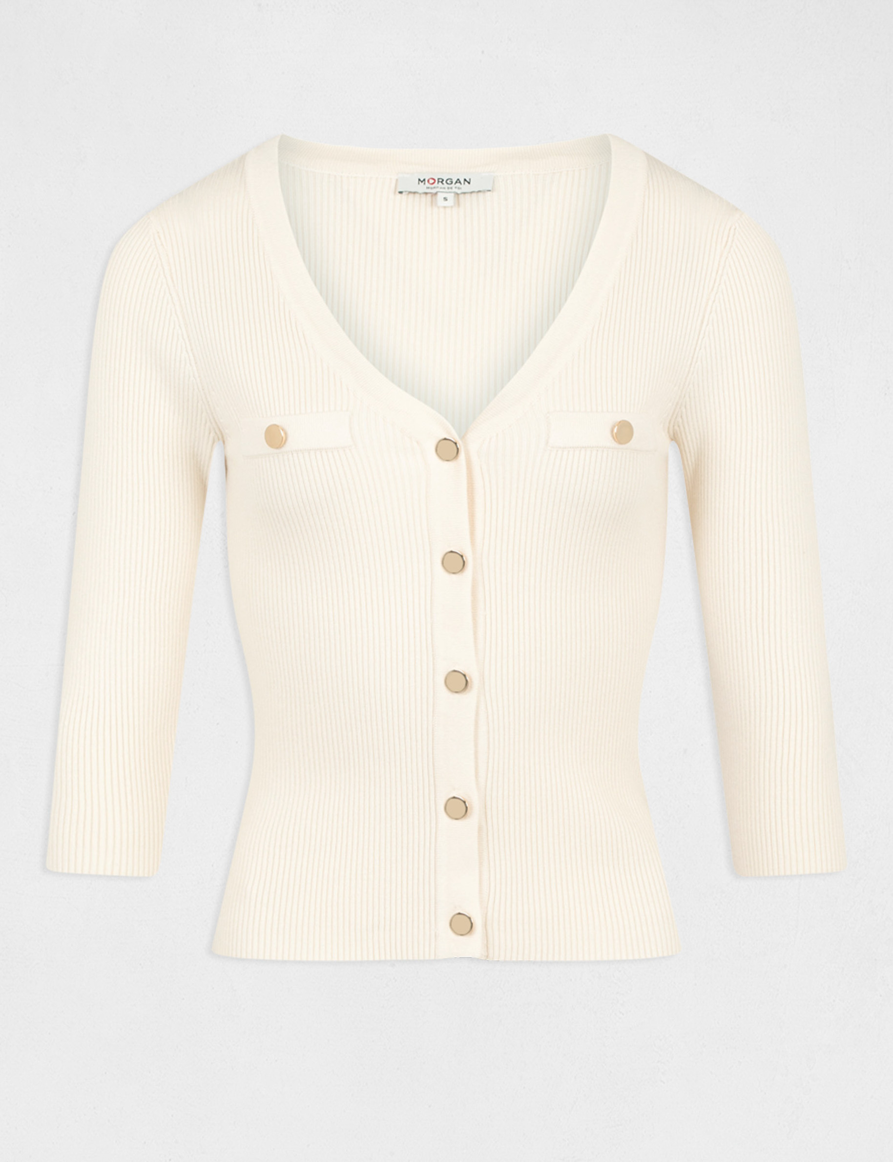 pull manches 34 boutonne ivoire femme Pull manches 3/4 boutonné ivoire femme