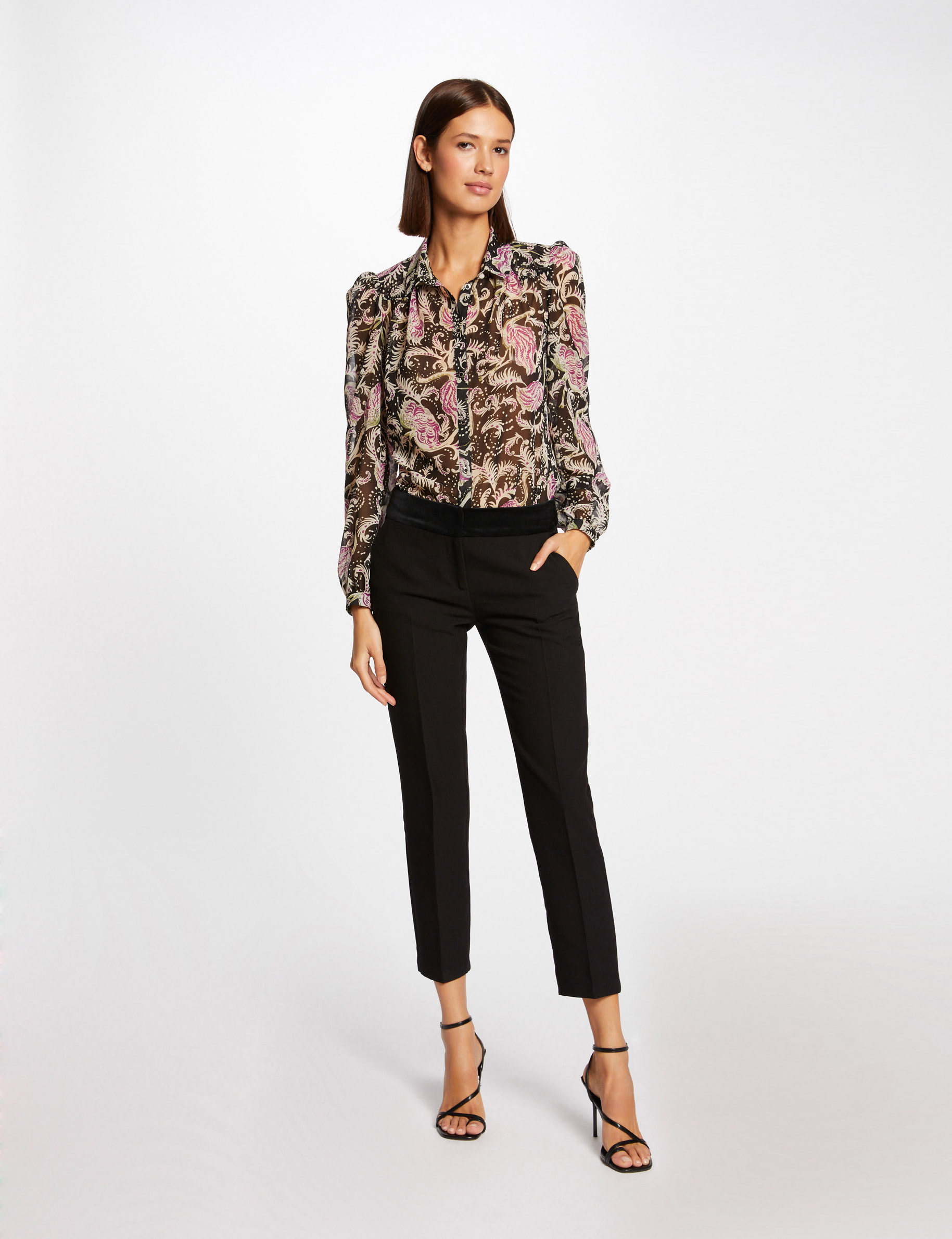 Pantalon cigarette taille standard noir femme Pantalon cigarette taille standard noir femme