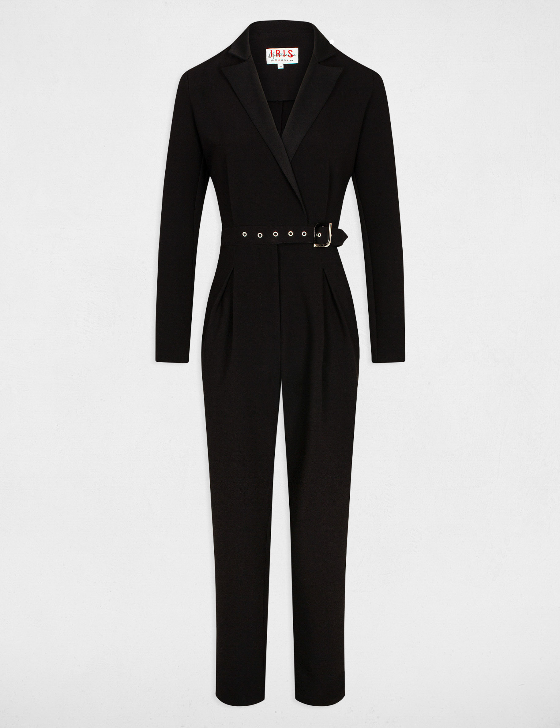 Combinaison droite ceinturée noir femme