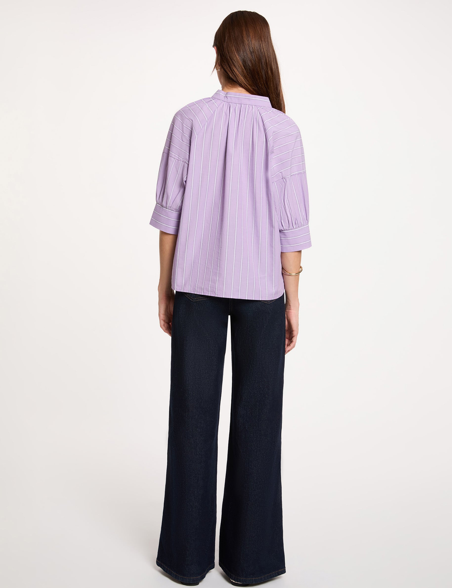 Blouse ray&eacute;e col v multicolore femme